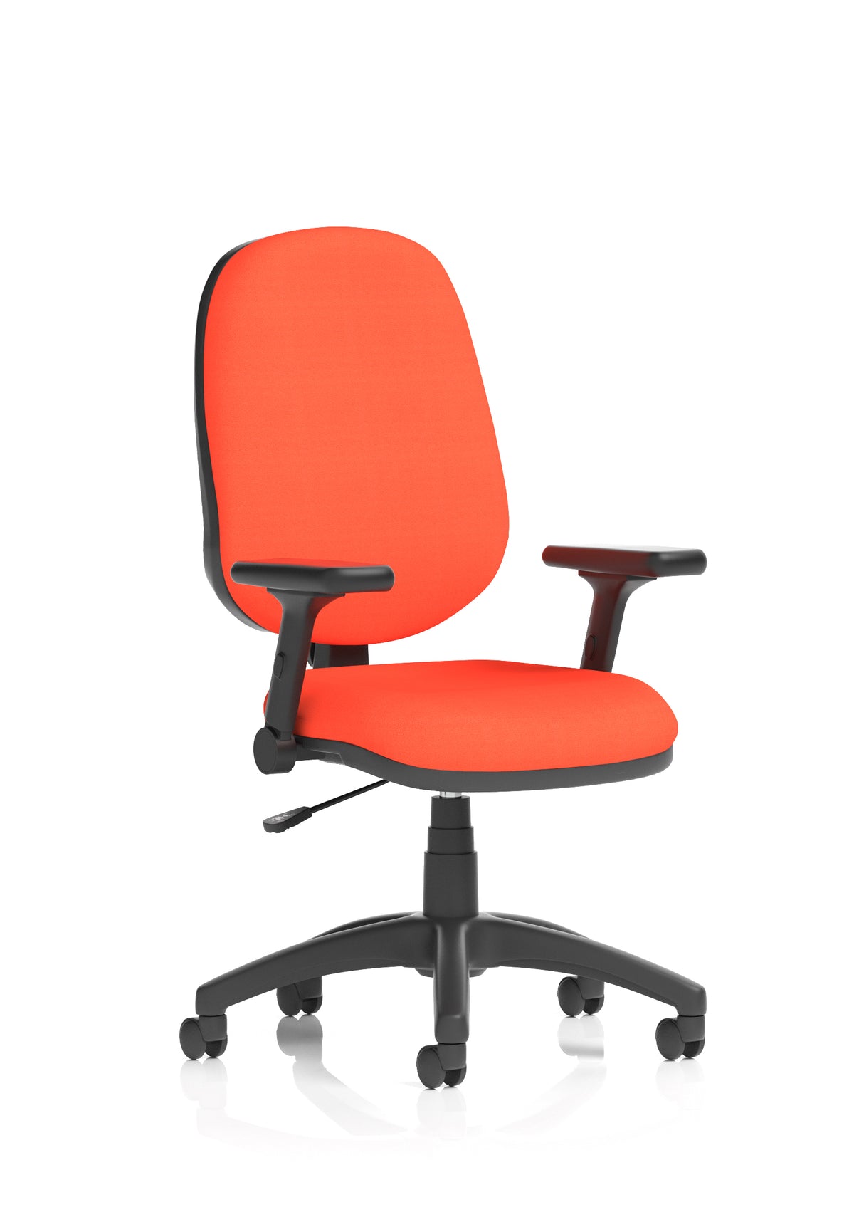 Norwood Medium Back Task Operator Office Chair Bespoke Tabasco Orange Fabric Matching Bespoke Colour With Height Adjustable And Folding Arms - Industrious Decor