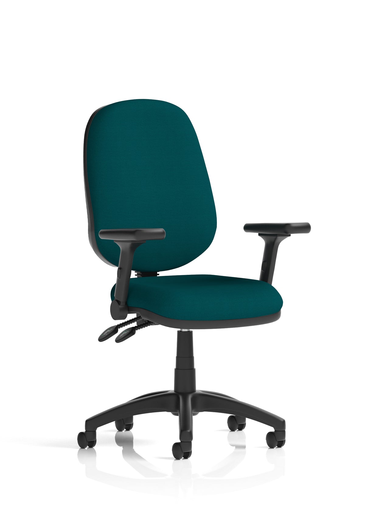 Ives Medium Back Task Operator Office Chair Bespoke Maringa Teal Matching Bespoke Colour With Height Adjustable And Folding Arms - Industrious Decor