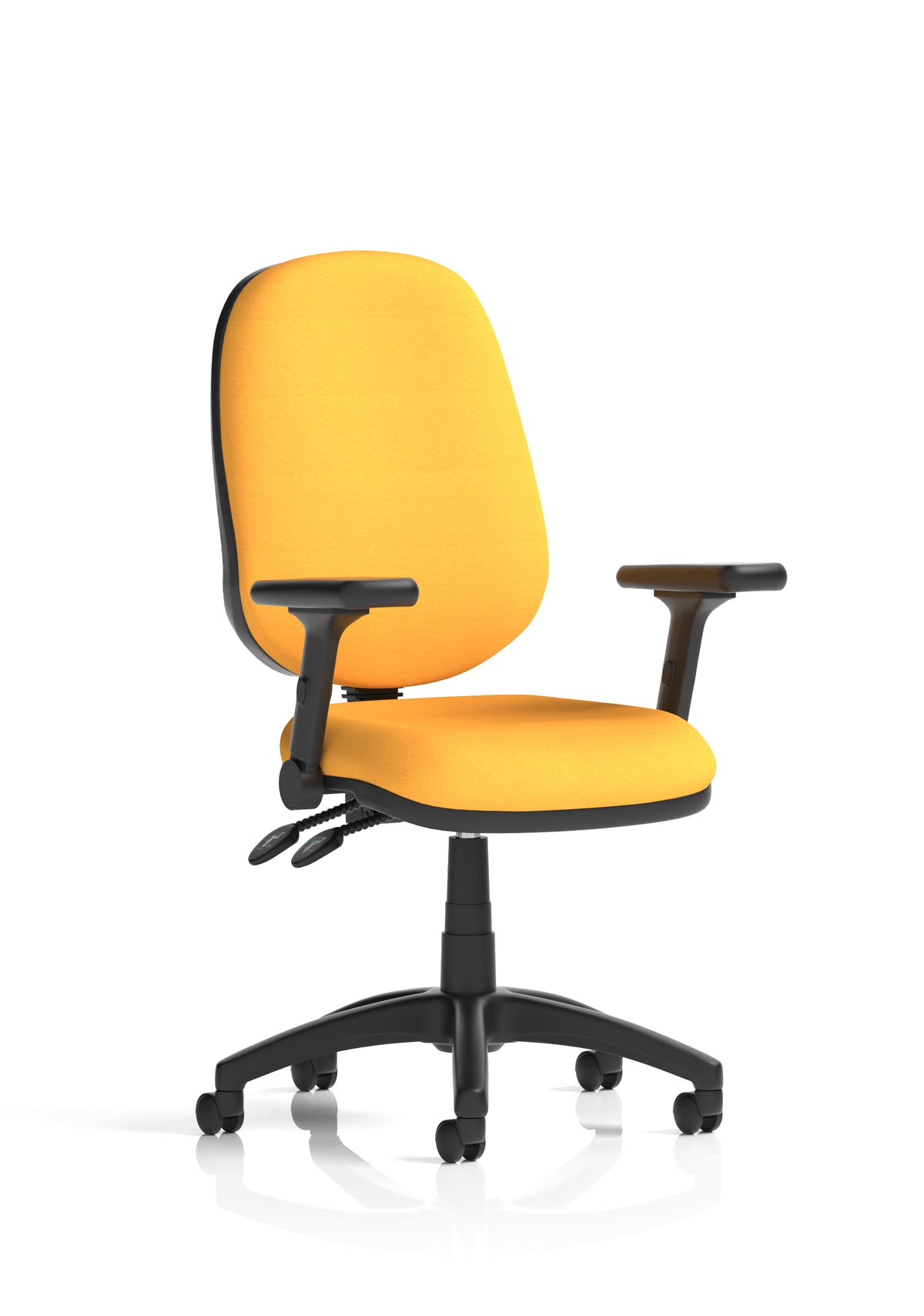 Ives Medium Back Task Operator Office Chair Bespoke Senna Yellow Matching Bespoke Colour With Height Adjustable And Folding Arms - Industrious Decor