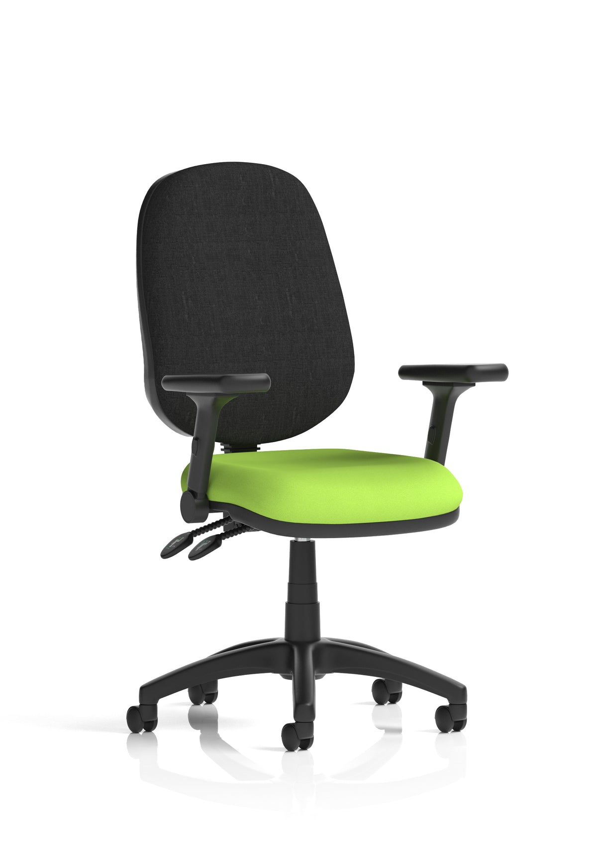 Ives Medium Back Task Operator Office Chair Bespoke Myrrh Green Black With Height Adjustable And Folding Arms - Industrious Decor