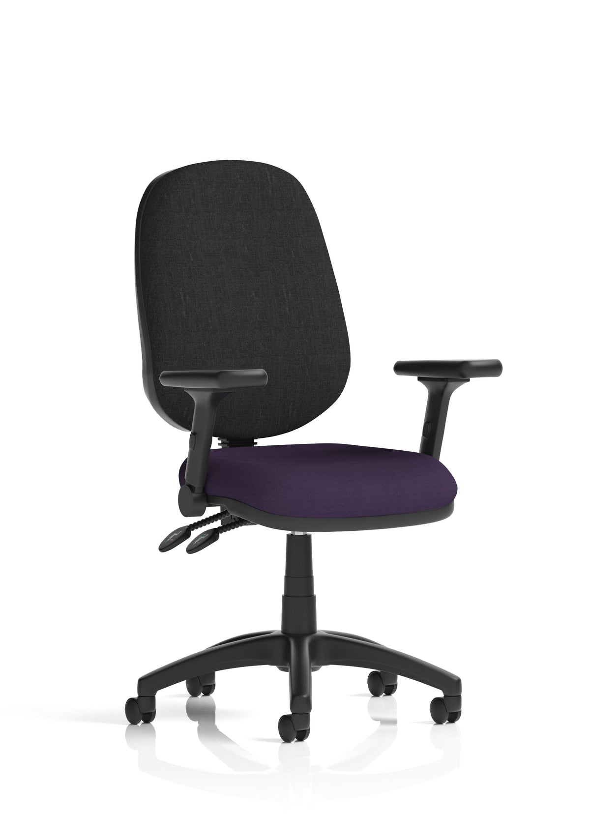 Ives Medium Back Task Operator Office Chair Bespoke Tansy Purple Black With Height Adjustable And Folding Arms - Industrious Decor