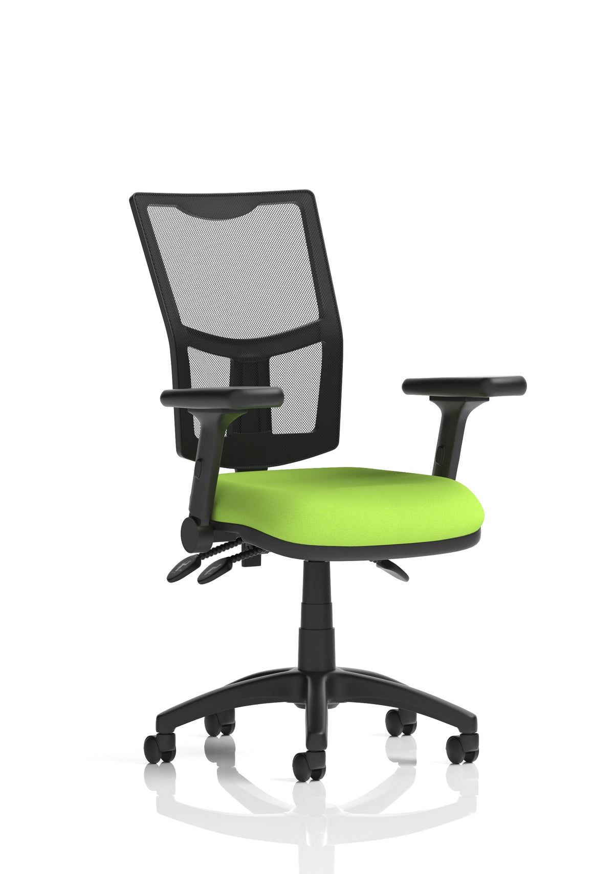 Windham Medium Back Mesh Task Chair | Gas Height | Independent Tilt | Height Adjustable Back Bespoke Myrrh Green With Height Adjustable And Folding Arms - Industrious Decor