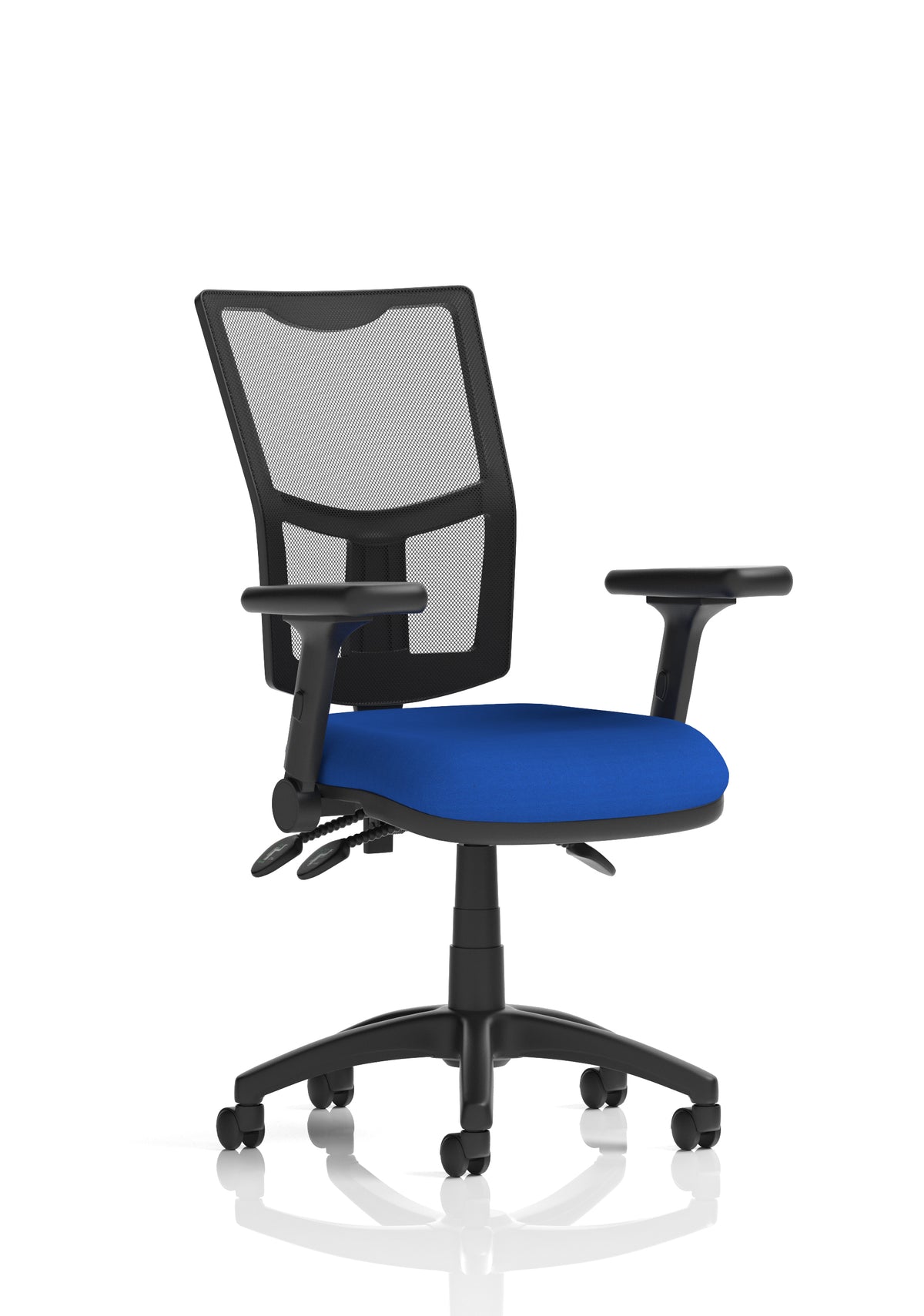 Windham Medium Back Mesh Task Chair | Gas Height | Independent Tilt | Height Adjustable Back Bespoke Stevia Blue With Height Adjustable And Folding Arms - Industrious Decor