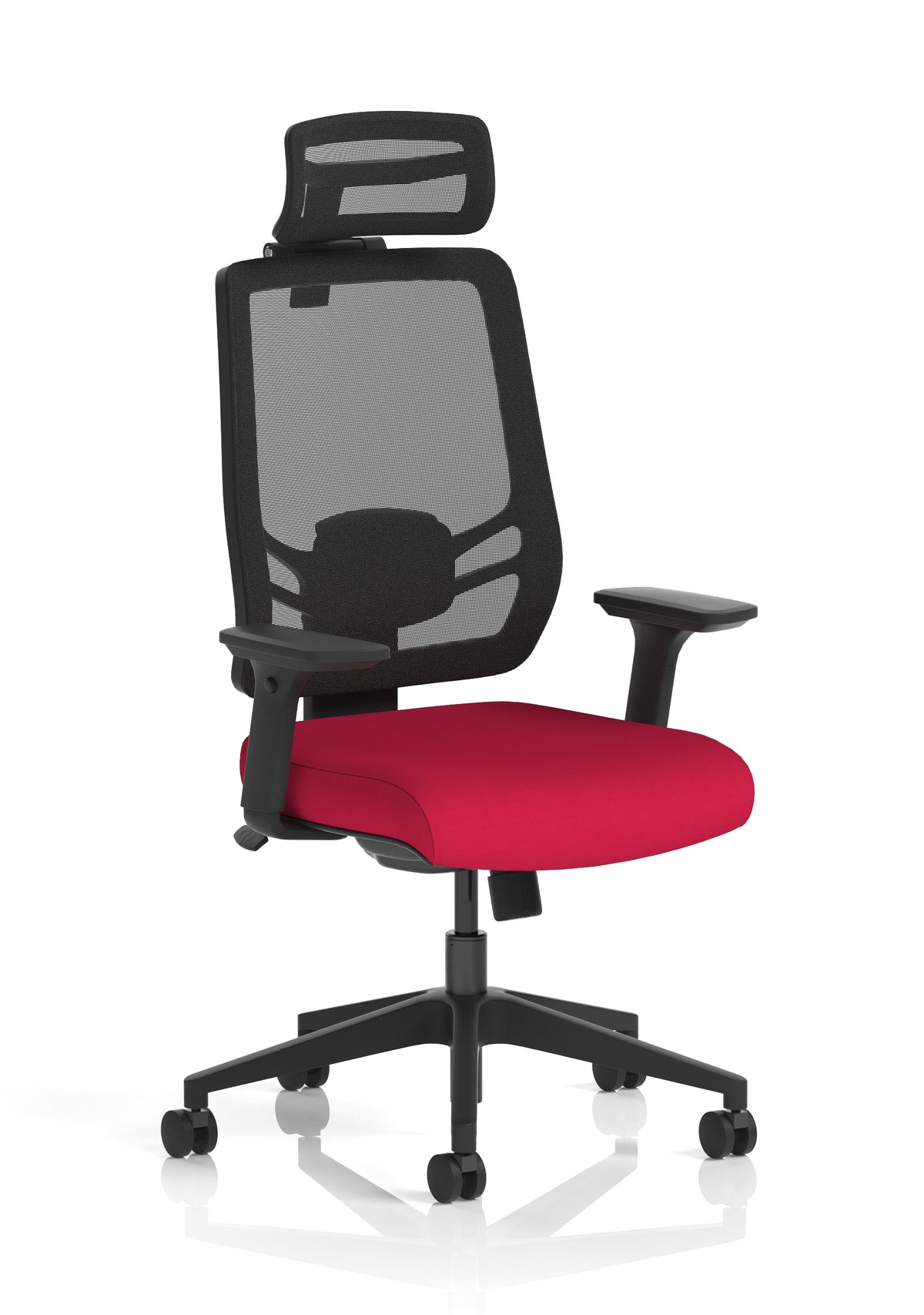 Halsey 24Hr High Back Mesh Ergonomic Task Chair with Arms Mesh & Bespoke Bergamot Cherry Fabric With Headrest - Industrious Decor