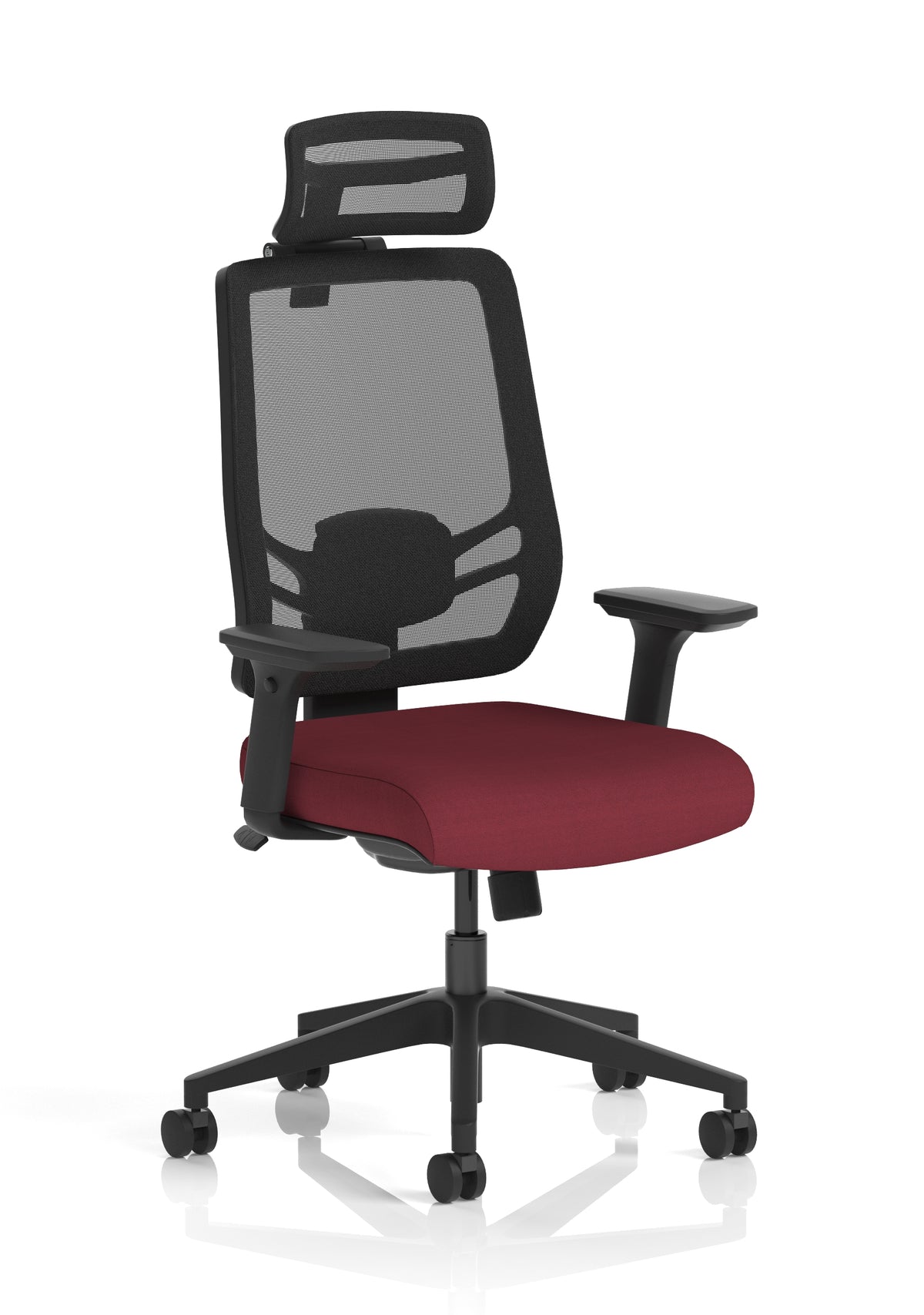 Halsey 24Hr High Back Mesh Ergonomic Task Chair with Arms Mesh & Bespoke Ginseng Chilli Fabric With Headrest - Industrious Decor
