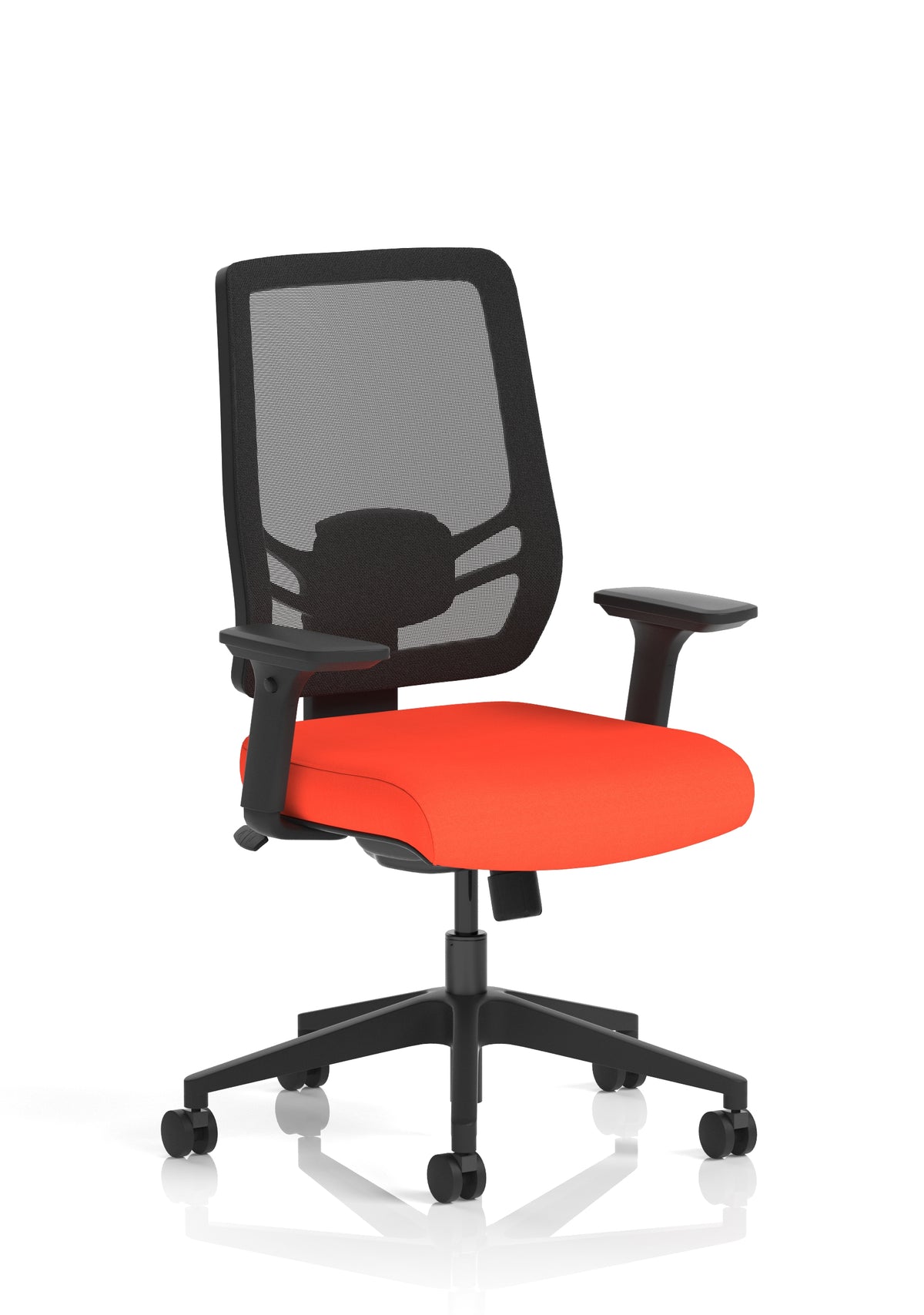 Halsey 24Hr High Back Mesh Ergonomic Task Chair with Arms Mesh & Bespoke Tabasco Orange Fabric None - Industrious Decor