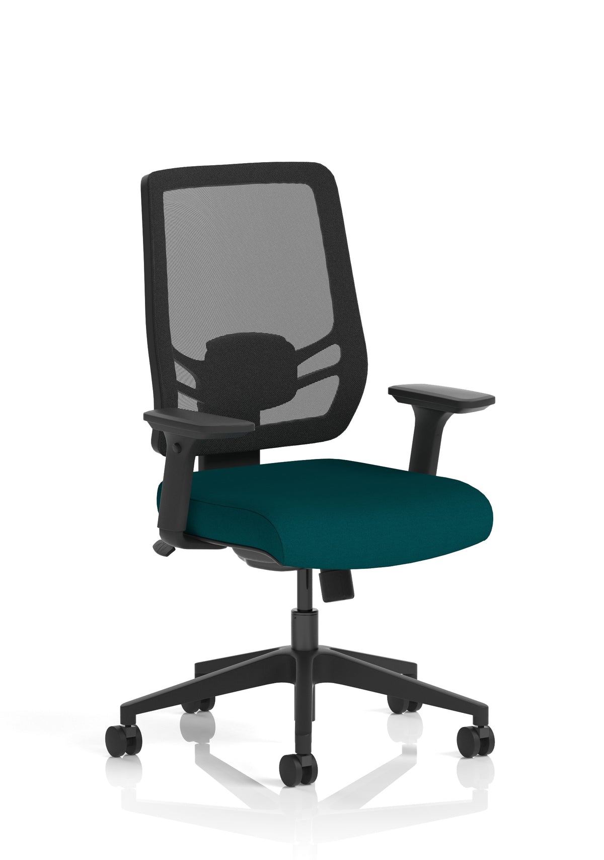 Halsey 24Hr High Back Mesh Ergonomic Task Chair with Arms Mesh & Bespoke Maringa Teal Fabric None - Industrious Decor