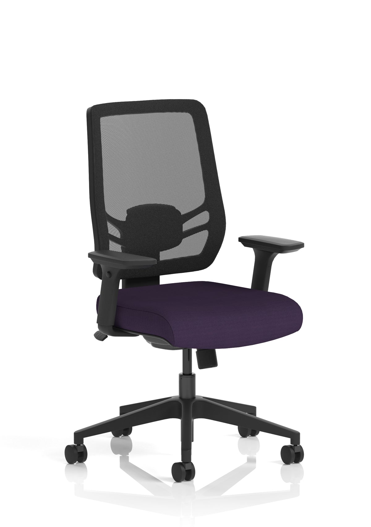 Halsey 24Hr High Back Mesh Ergonomic Task Chair with Arms Mesh & Bespoke Tansy Purple Fabric None - Industrious Decor