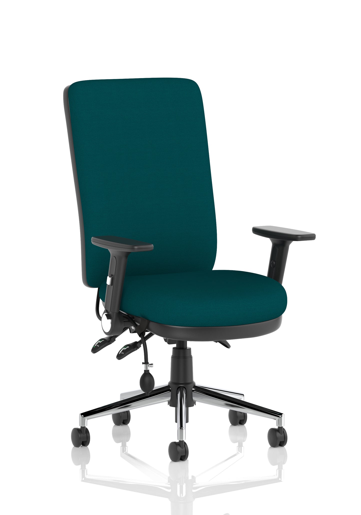 Chiro High Back Task Operator Office Chair Bespoke Maringa Teal With Height Adjustable & Folding Arms Matching Bespoke Colour - Industrious Decor