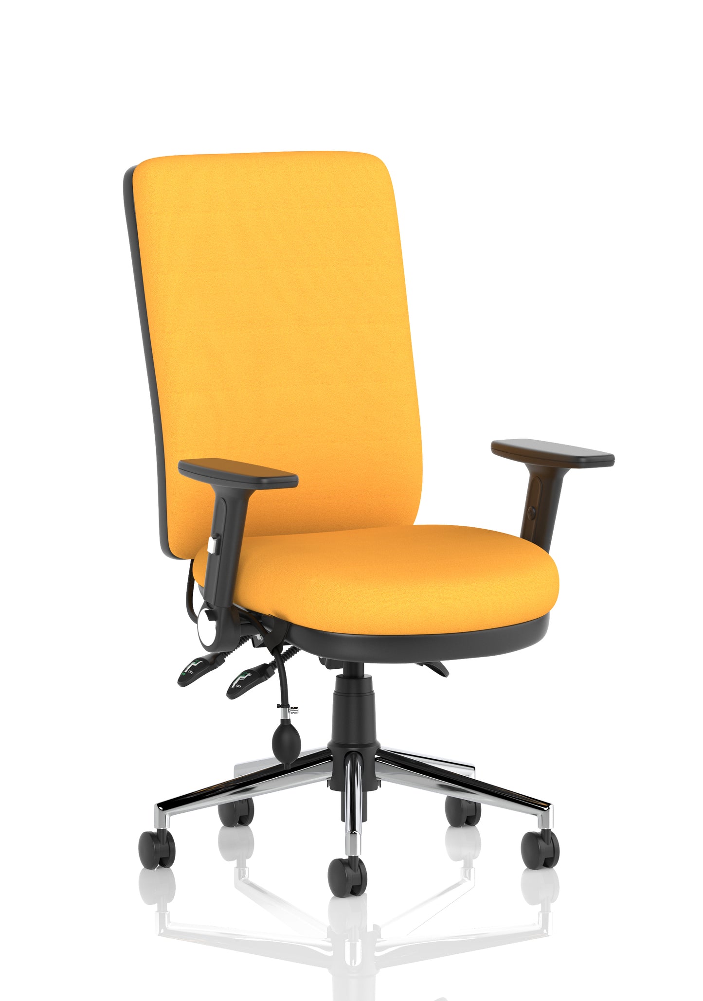Chiro High Back Task Operator Office Chair Bespoke Senna Yellow With Height Adjustable & Folding Arms Matching Bespoke Colour - Industrious Decor