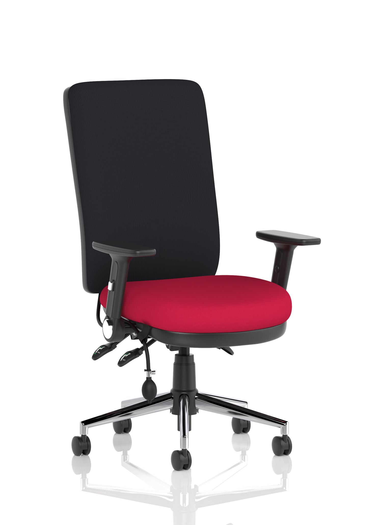 Chiro High Back Task Operator Office Chair Bespoke Bergamot Cherry With Height Adjustable & Folding Arms Black - Industrious Decor