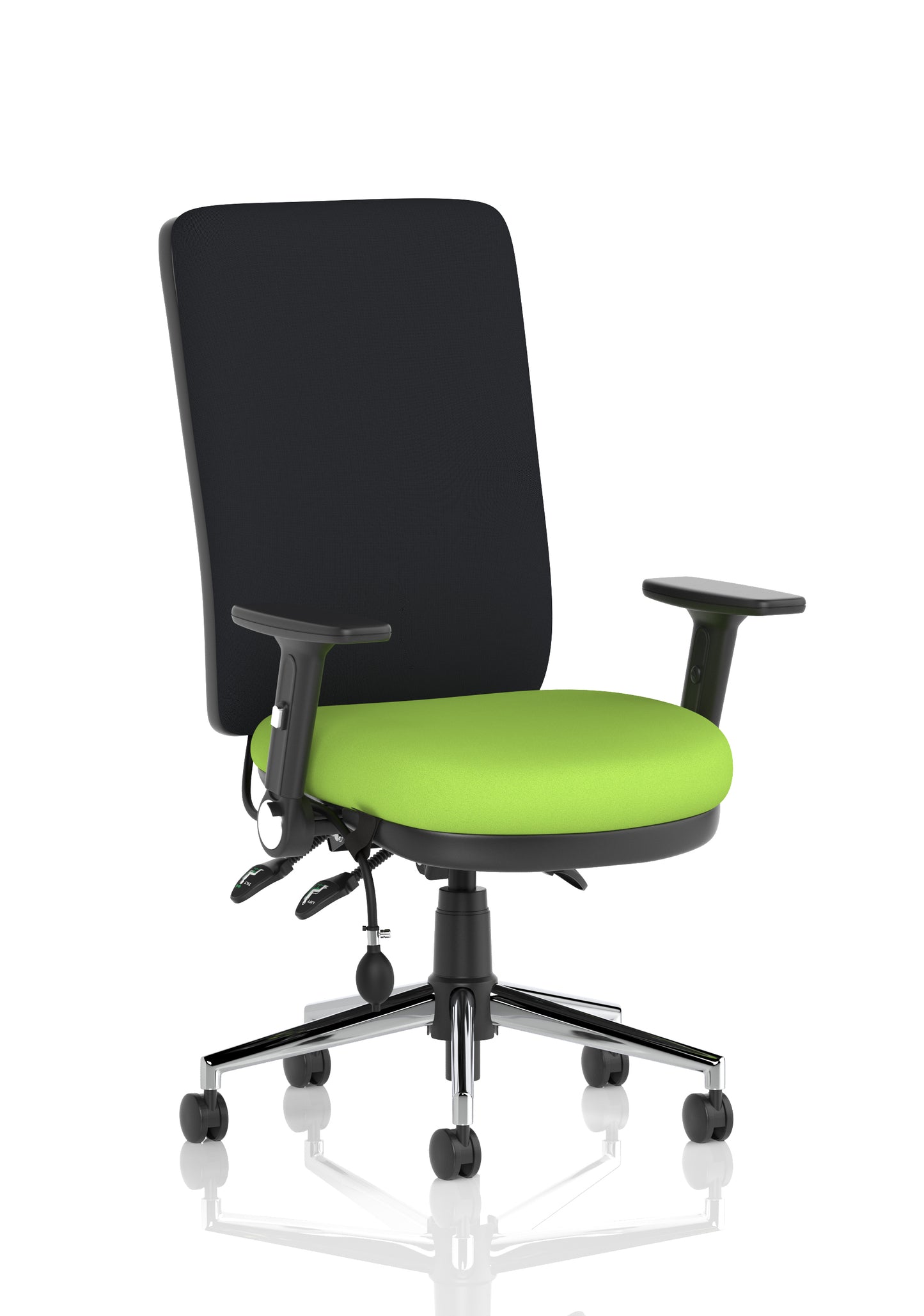 Chiro High Back Task Operator Office Chair Bespoke Myrrh Green With Height Adjustable & Folding Arms Black - Industrious Decor