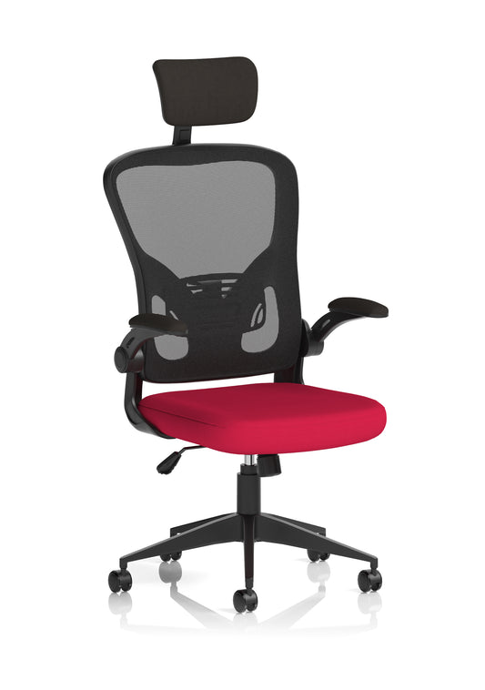 Oldcastle Executive Mesh Chair With Folding Arms Bespoke Bergamot Cherry - Industrious Decor