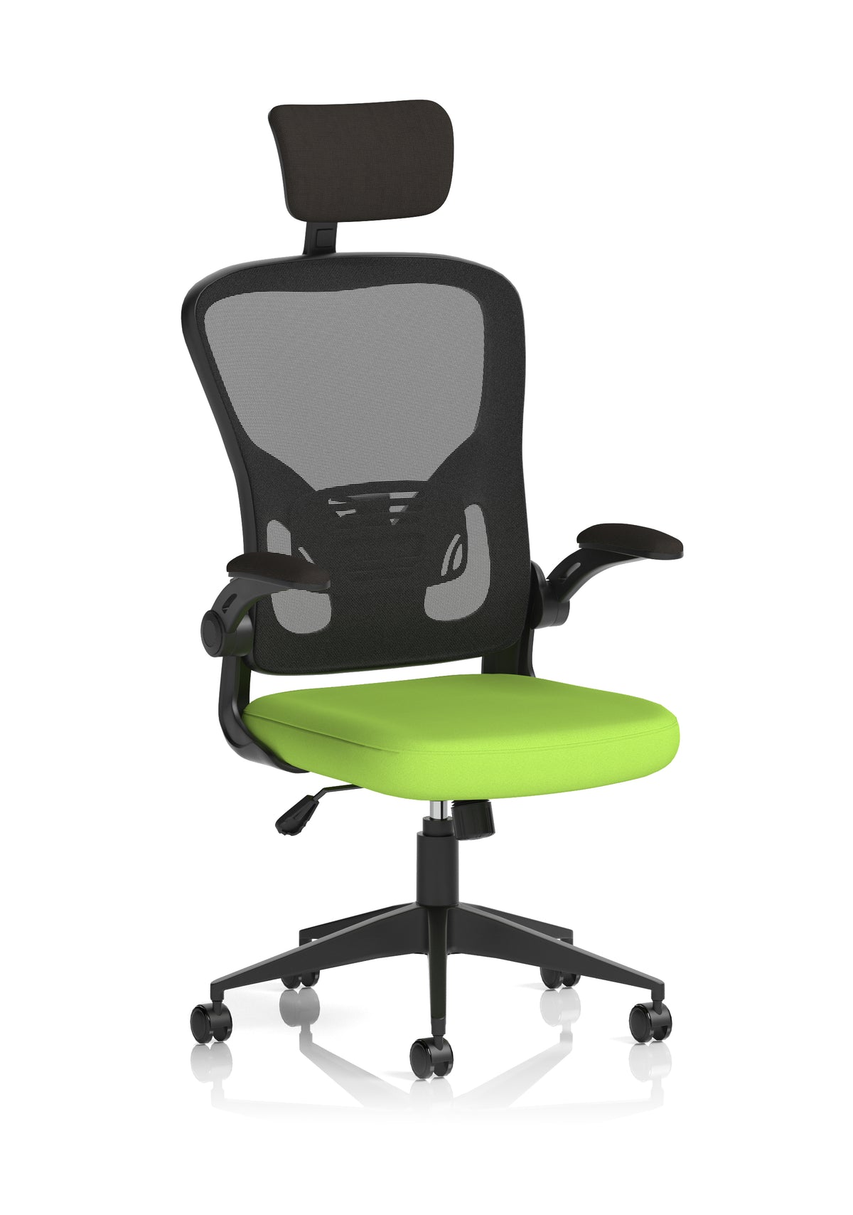 Ace Executive Mesh Chair With Folding Arms Bespoke Myrrh Green - Industrious Decor
