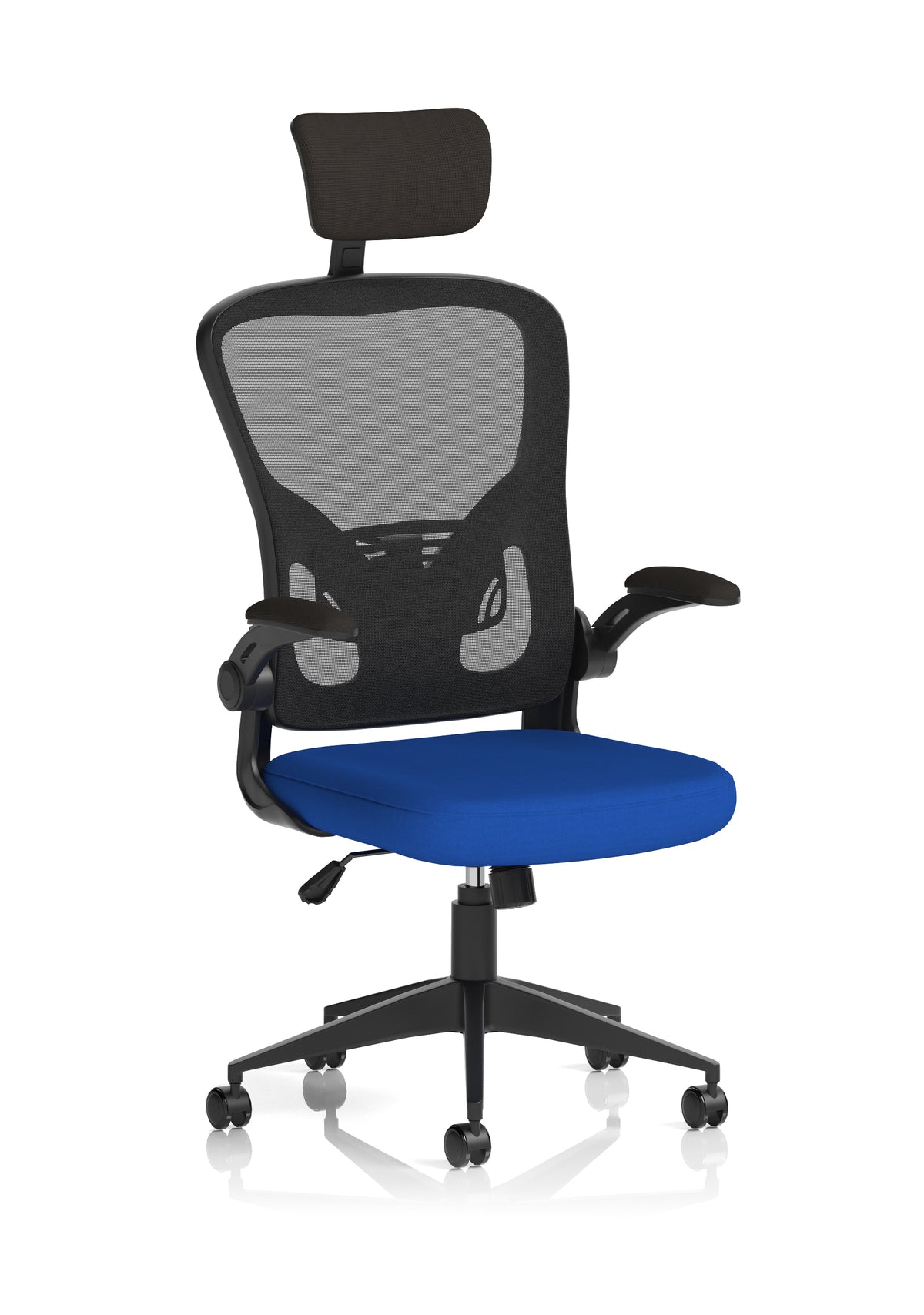 Ace Executive Mesh Chair With Folding Arms Bespoke Stevia Blue - Industrious Decor