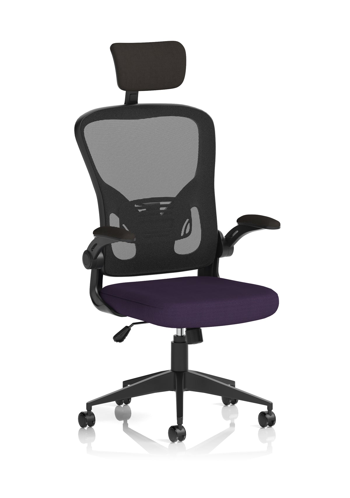 Ace Executive Mesh Chair With Folding Arms Bespoke Tansy Purple - Industrious Decor