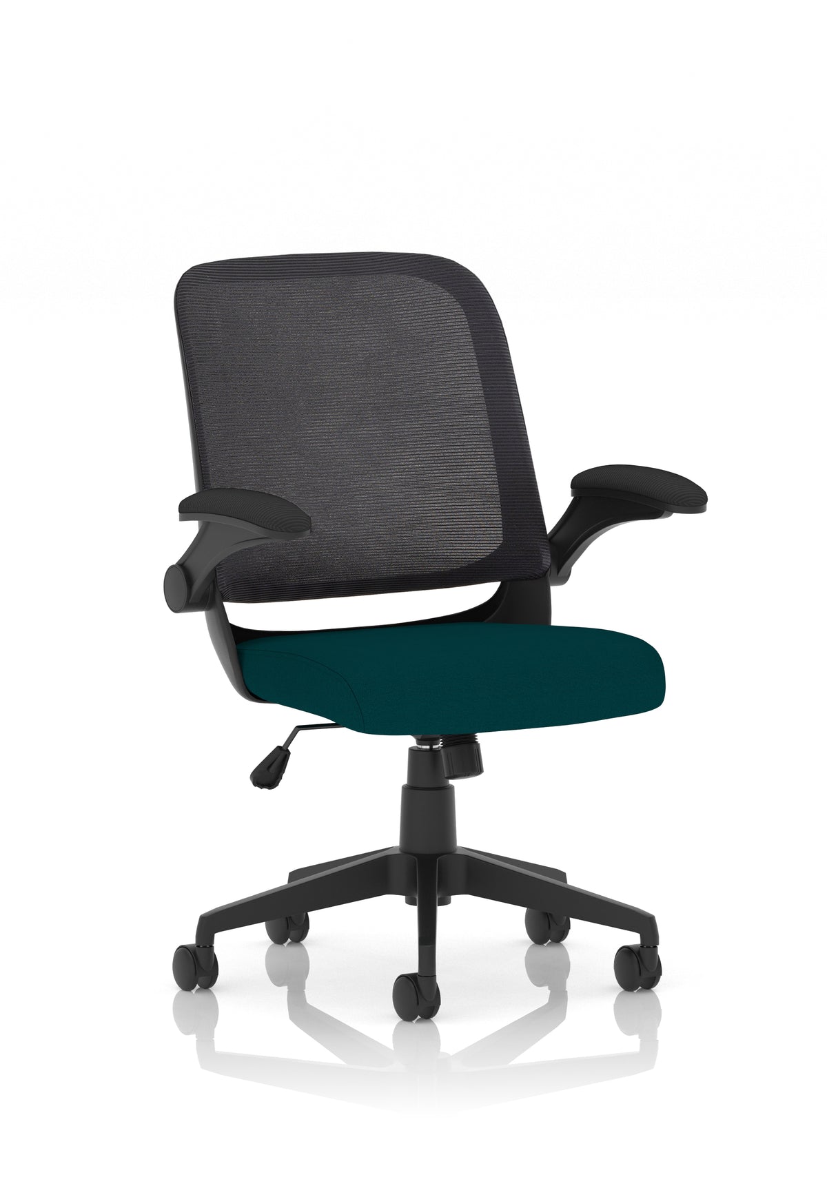 Crew Task Operator Mesh Chair With Folding Arms Bespoke Maringa Teal - Industrious Decor
