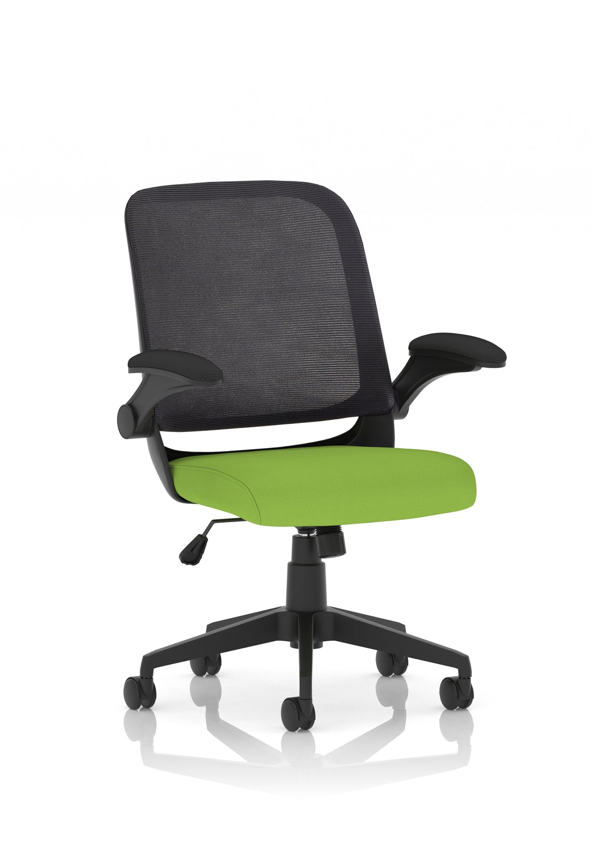 Crew Task Operator Mesh Chair With Folding Arms Bespoke Myrrh Green - Industrious Decor