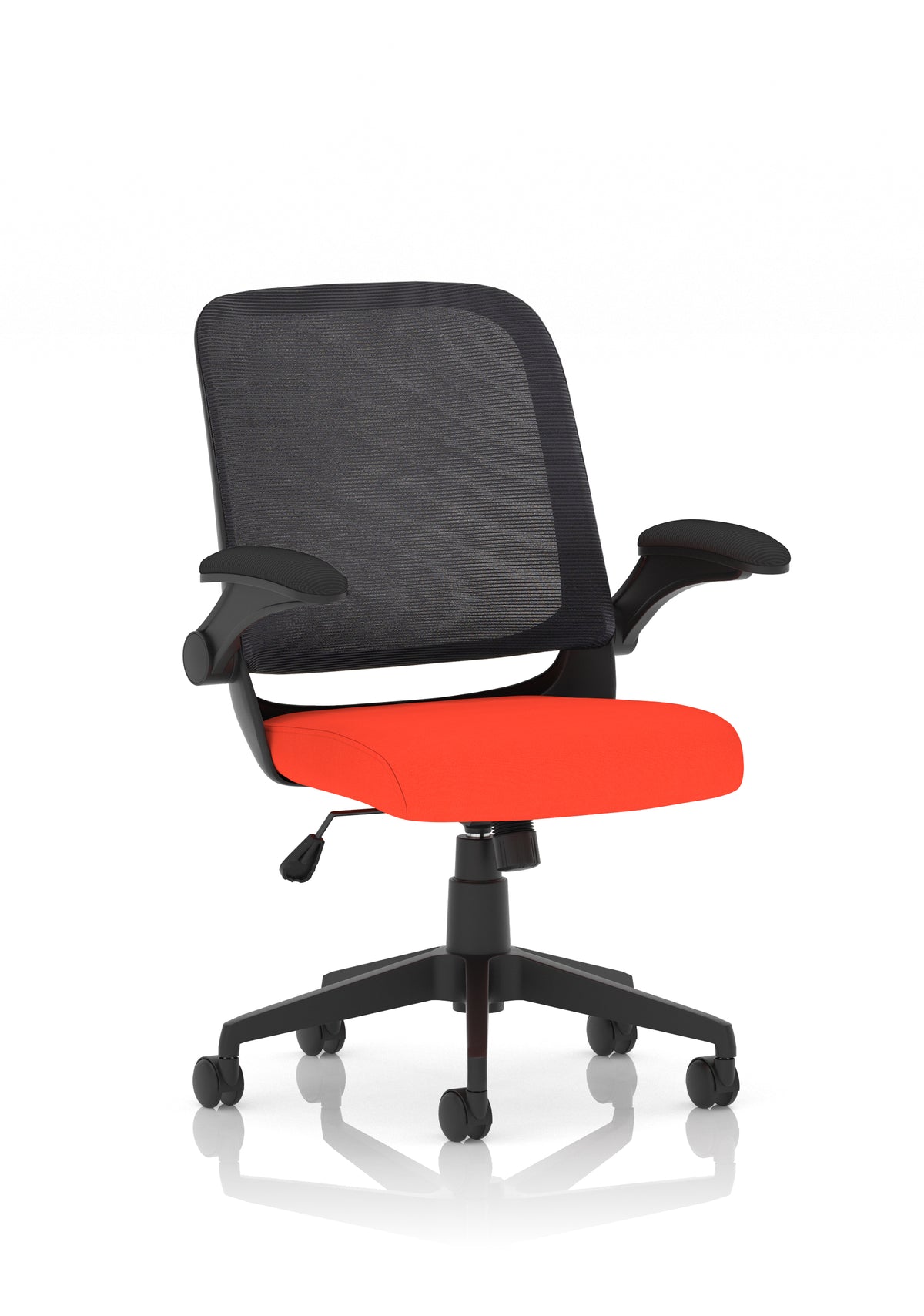 Crew Task Operator Mesh Chair With Folding Arms Bespoke Tabasco Orange - Industrious Decor