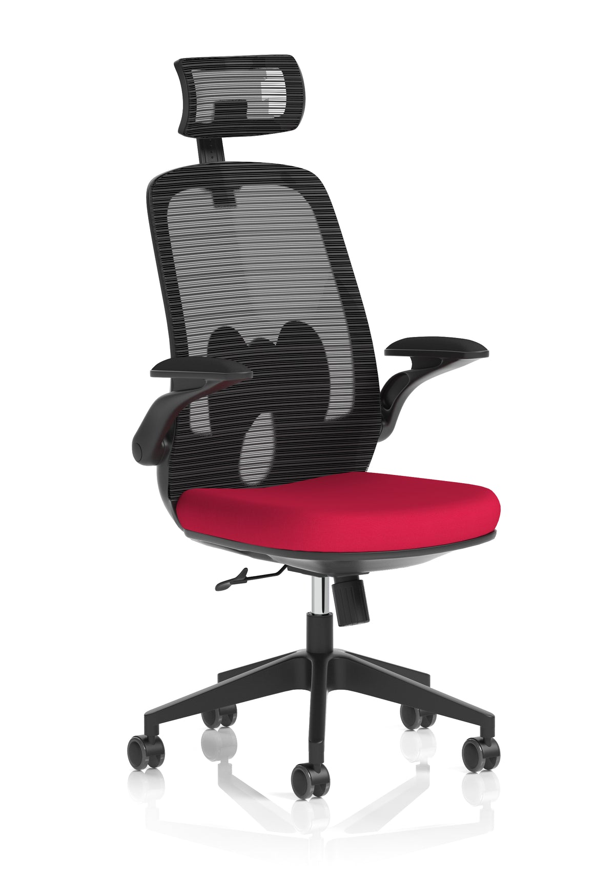 Sigma Executive Mesh Chair With Folding Arms Bespoke Bergamot Cherry - Industrious Decor