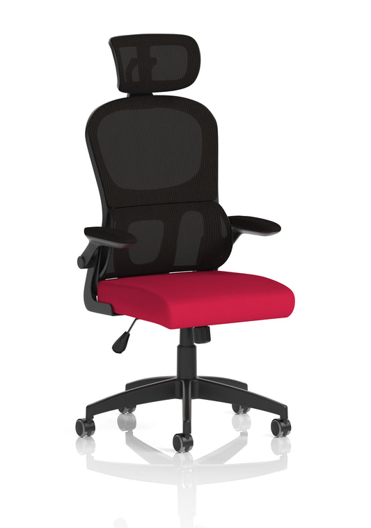 Iris Task Operator Mesh Back Fabric Seat With Headrest Bespoke Bergamot Cherry - Industrious Decor
