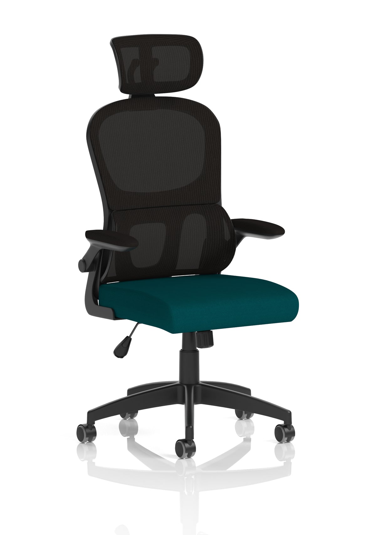 Iris Task Operator Mesh Back Fabric Seat With Headrest Bespoke Maringa Teal - Industrious Decor