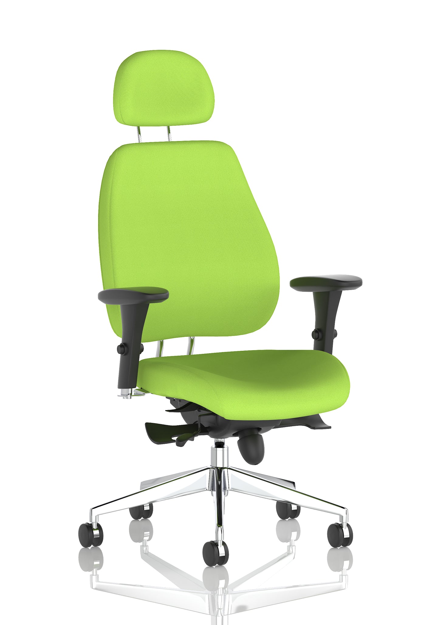 Chiro Plus High Back Ergonomic Posture Chair with Arms Bespoke Myrrh Green Fabric Matching Bespoke Colour With Headrest - Industrious Decor
