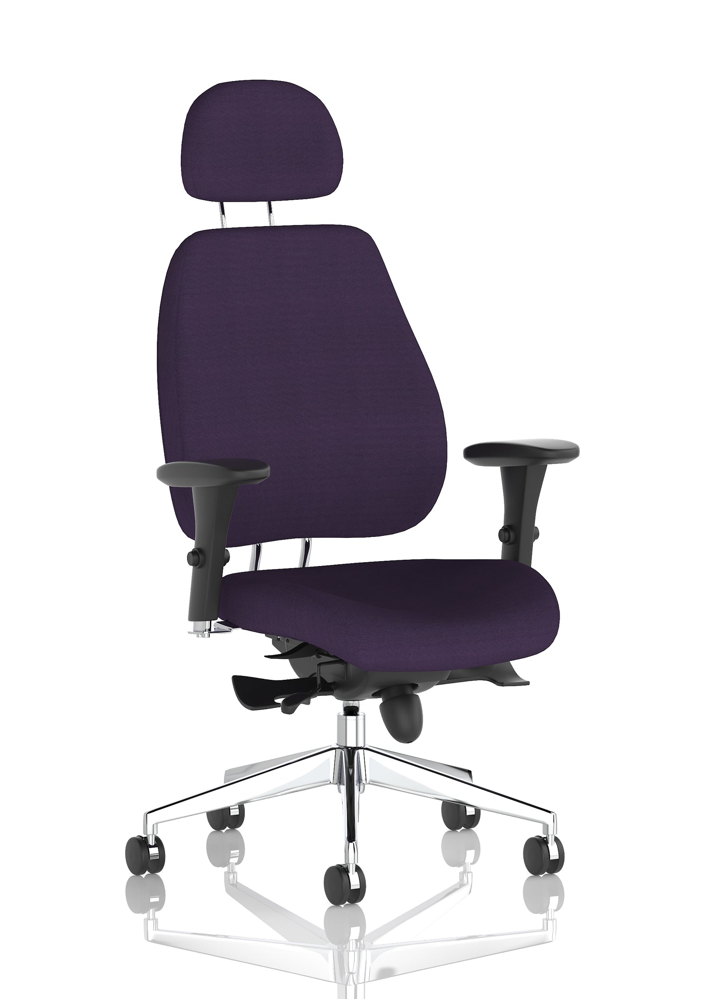 Chiro Plus High Back Ergonomic Posture Chair with Arms Bespoke Tansy Purple Fabric Matching Bespoke Colour With Headrest - Industrious Decor