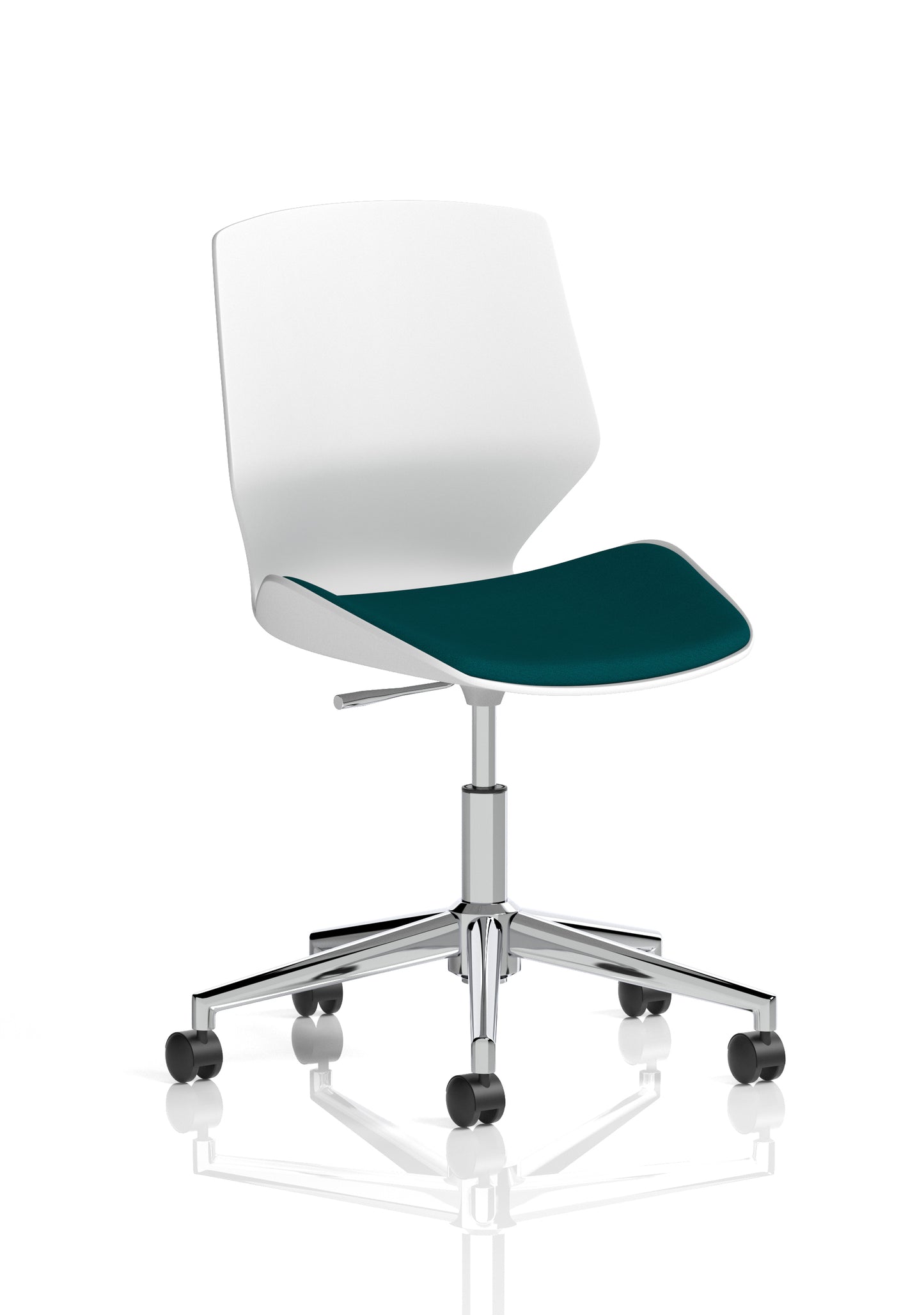 Florence 5 Star Base White Frame Fabric Visitor Chair Bespoke Maringa Teal Fabric - Industrious Decor