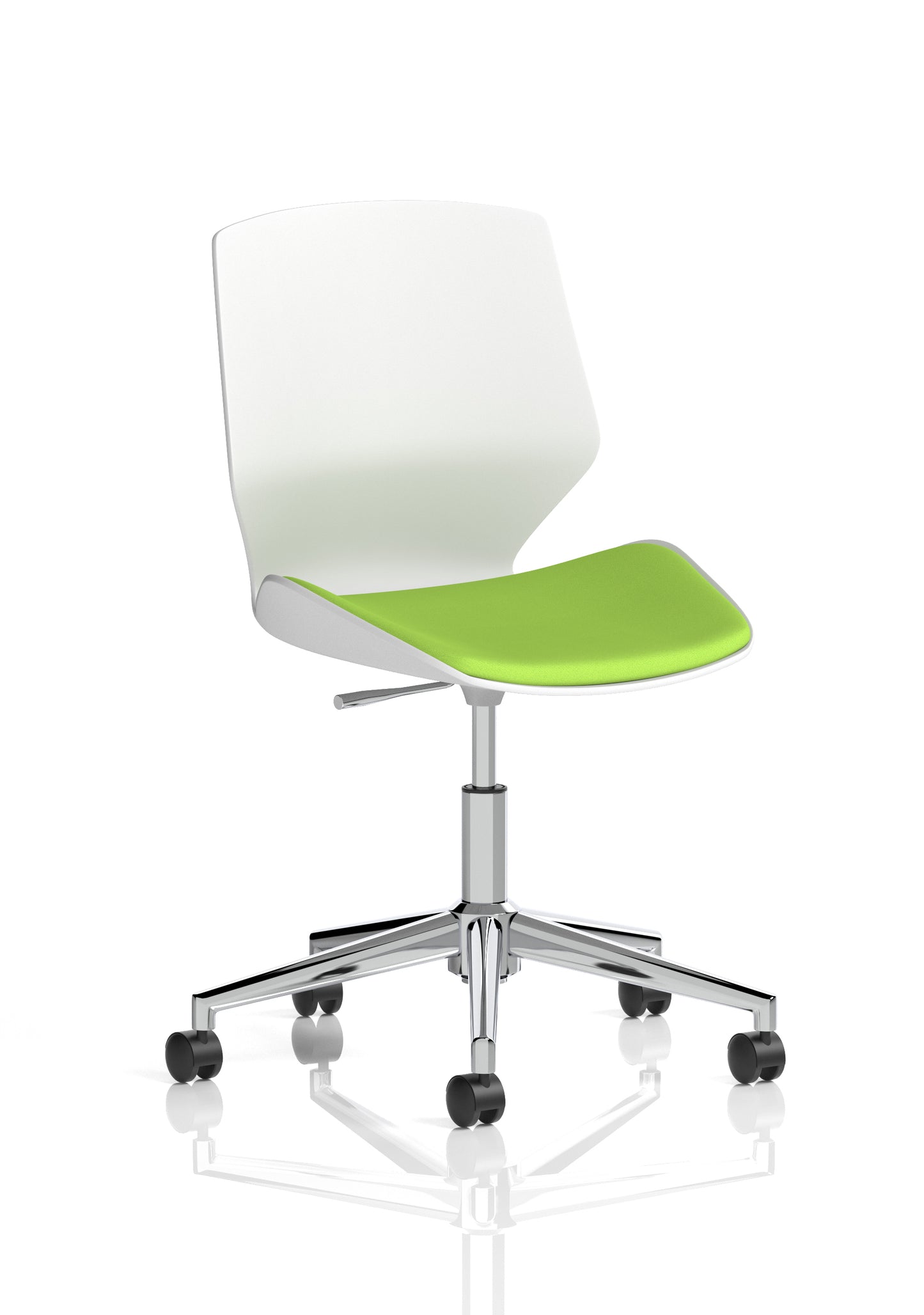 Florence 5 Star Base White Frame Fabric Visitor Chair Bespoke Myrrh Green Fabric - Industrious Decor