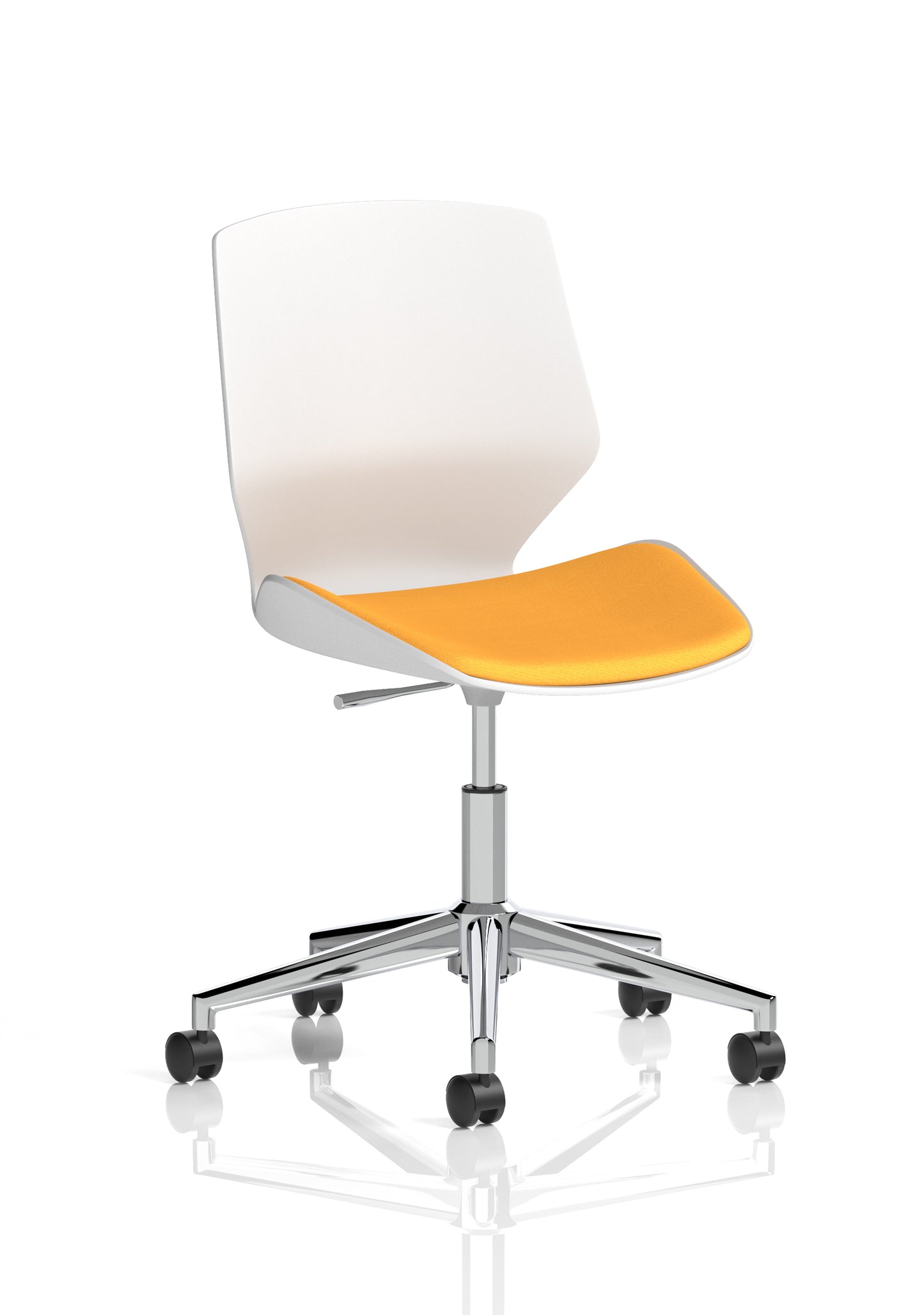 Florence 5 Star Base White Frame Fabric Visitor Chair Bespoke Senna Yellow Fabric - Industrious Decor