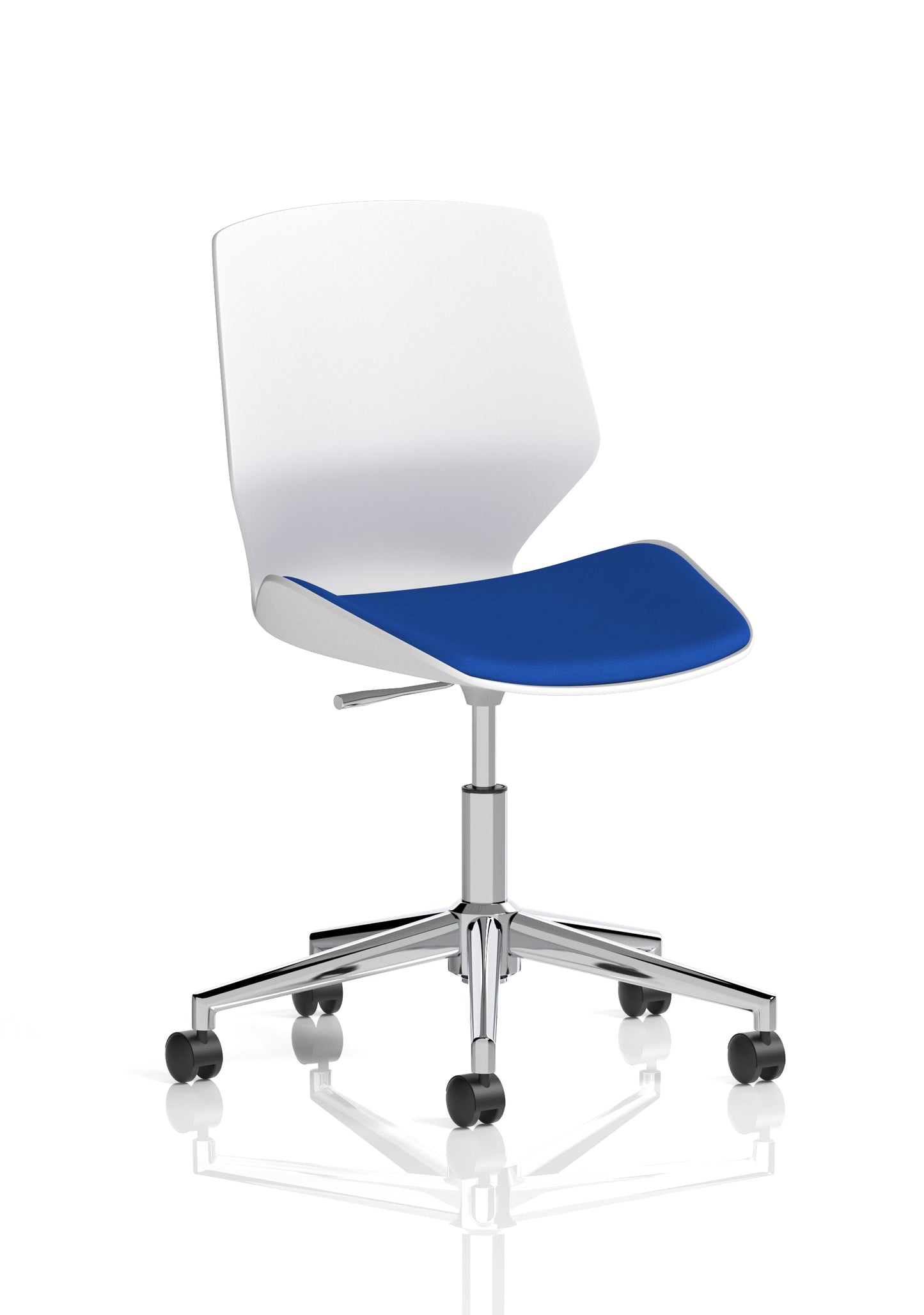 Florence 5 Star Base White Frame Fabric Visitor Chair Bespoke Stevia Blue Fabric - Industrious Decor