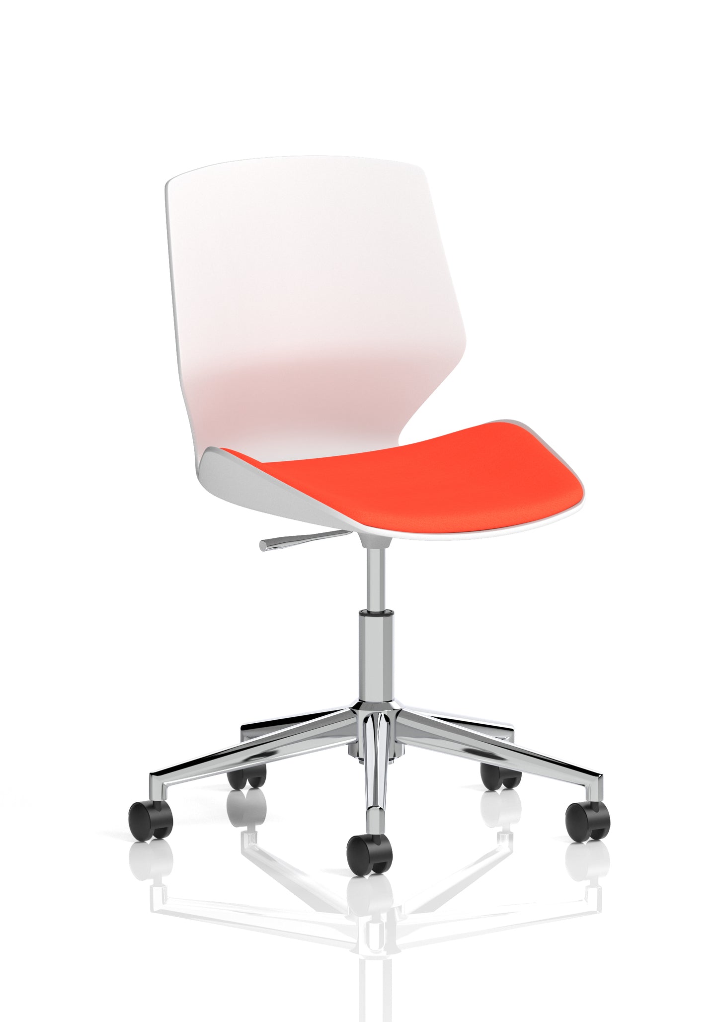 Florence 5 Star Base White Frame Fabric Visitor Chair Bespoke Tabasco Orange Fabric - Industrious Decor