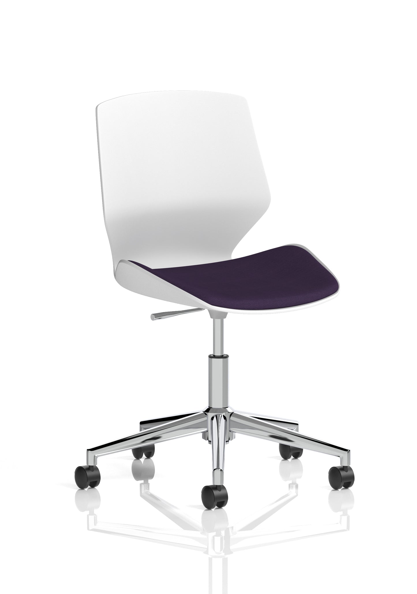 Florence 5 Star Base White Frame Fabric Visitor Chair Bespoke Tansy Purple Fabric - Industrious Decor