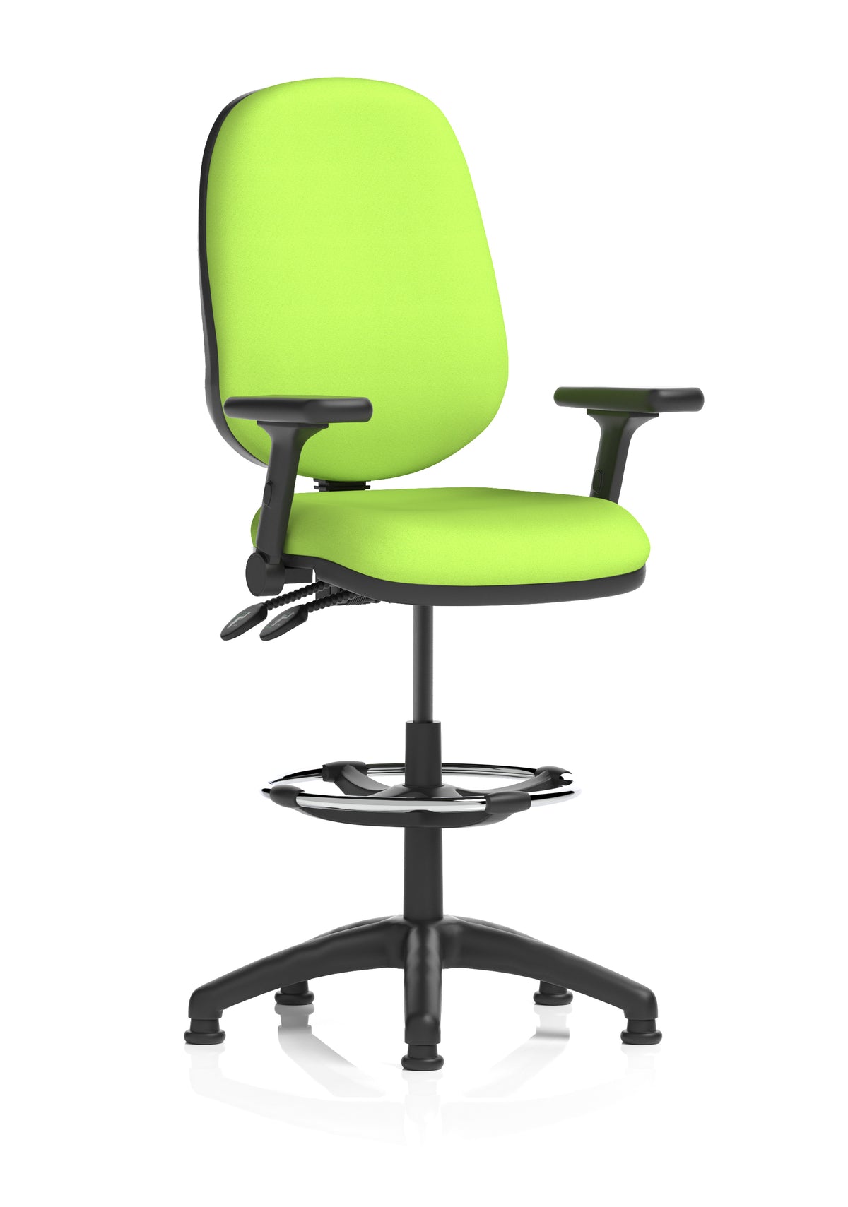 Sterling Medium Back Draughtsman Chair | Infinite Lock | Height Adjustable Back & Arms Bespoke Myrrh Green Matching Colour With Height Adjustable And Folding Arms - Industrious Decor