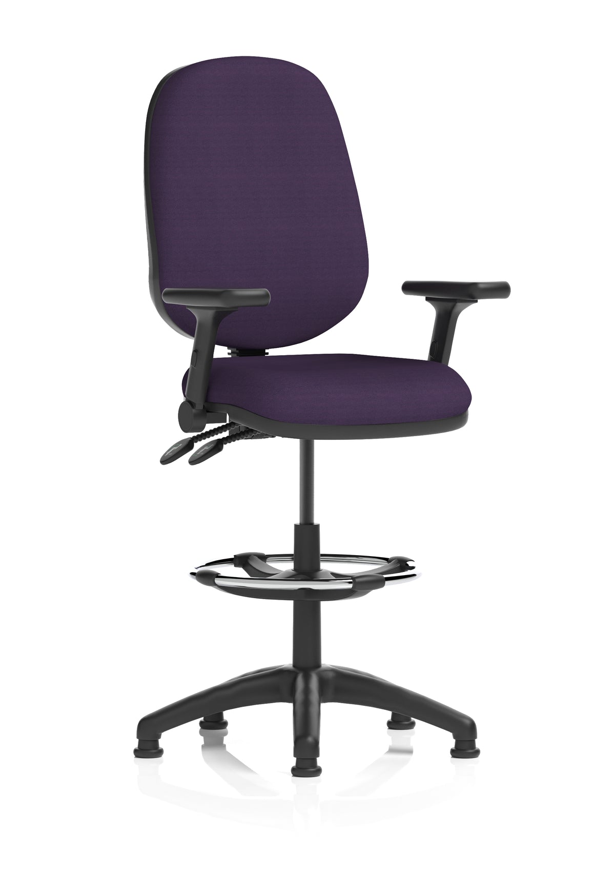 Sterling Medium Back Draughtsman Chair | Infinite Lock | Height Adjustable Back & Arms Bespoke Tansy Purple Matching Colour With Height Adjustable And Folding Arms - Industrious Decor