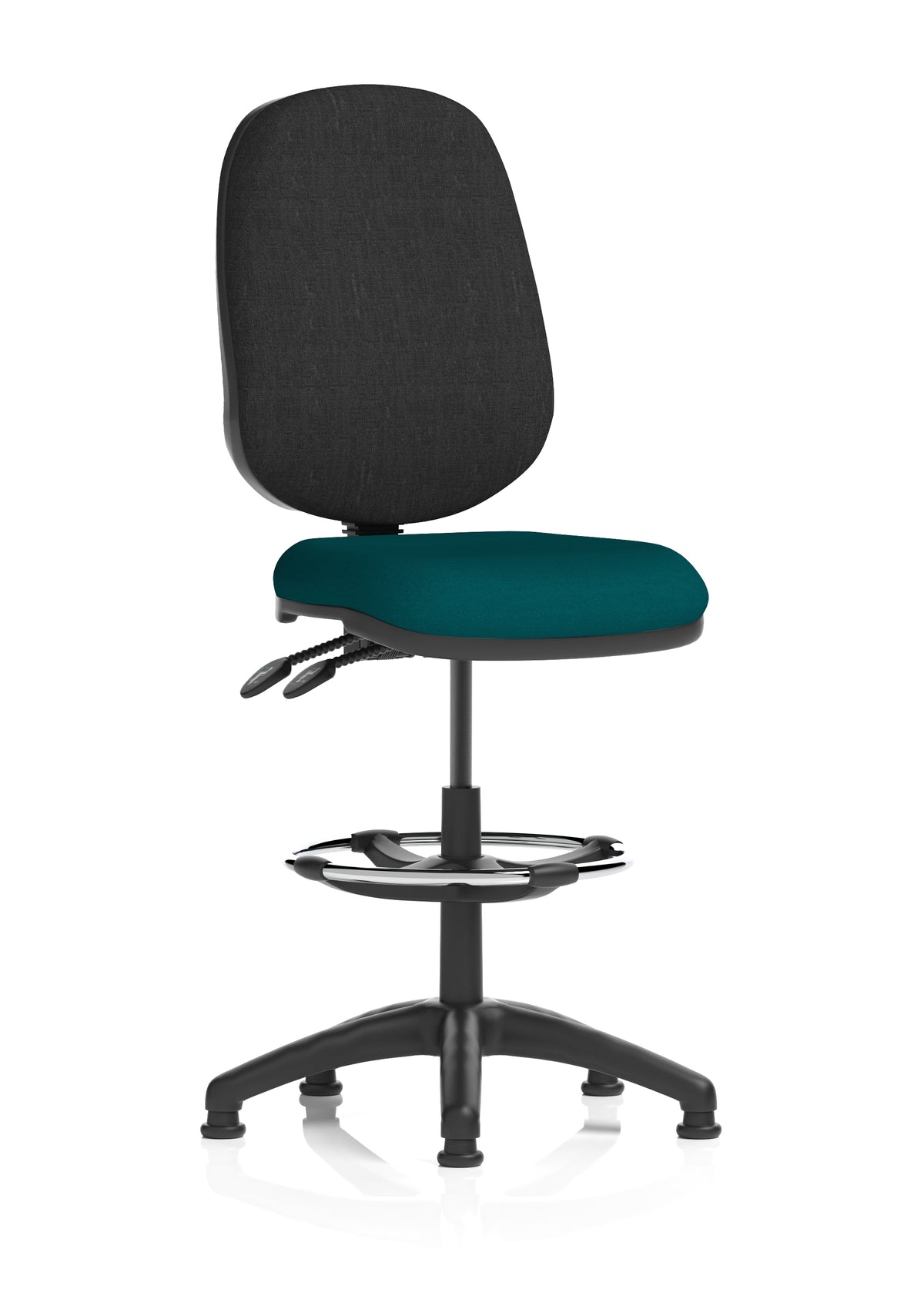 Sterling Medium Back Draughtsman Chair | Infinite Lock | Height Adjustable Back & Arms Bespoke Maringa Teal Black None - Industrious Decor