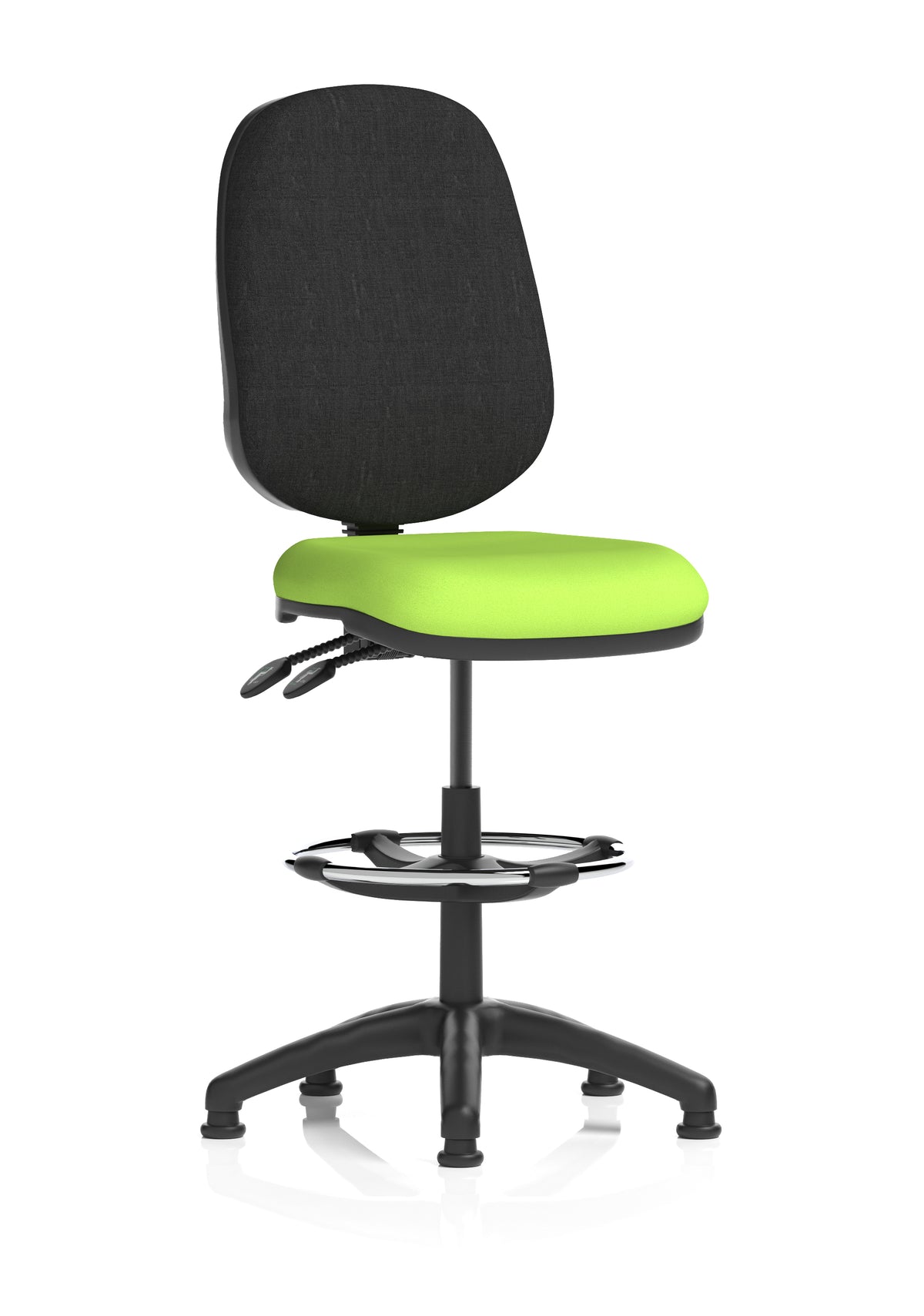 Sterling Medium Back Draughtsman Chair | Infinite Lock | Height Adjustable Back & Arms Bespoke Myrrh Green Black None - Industrious Decor