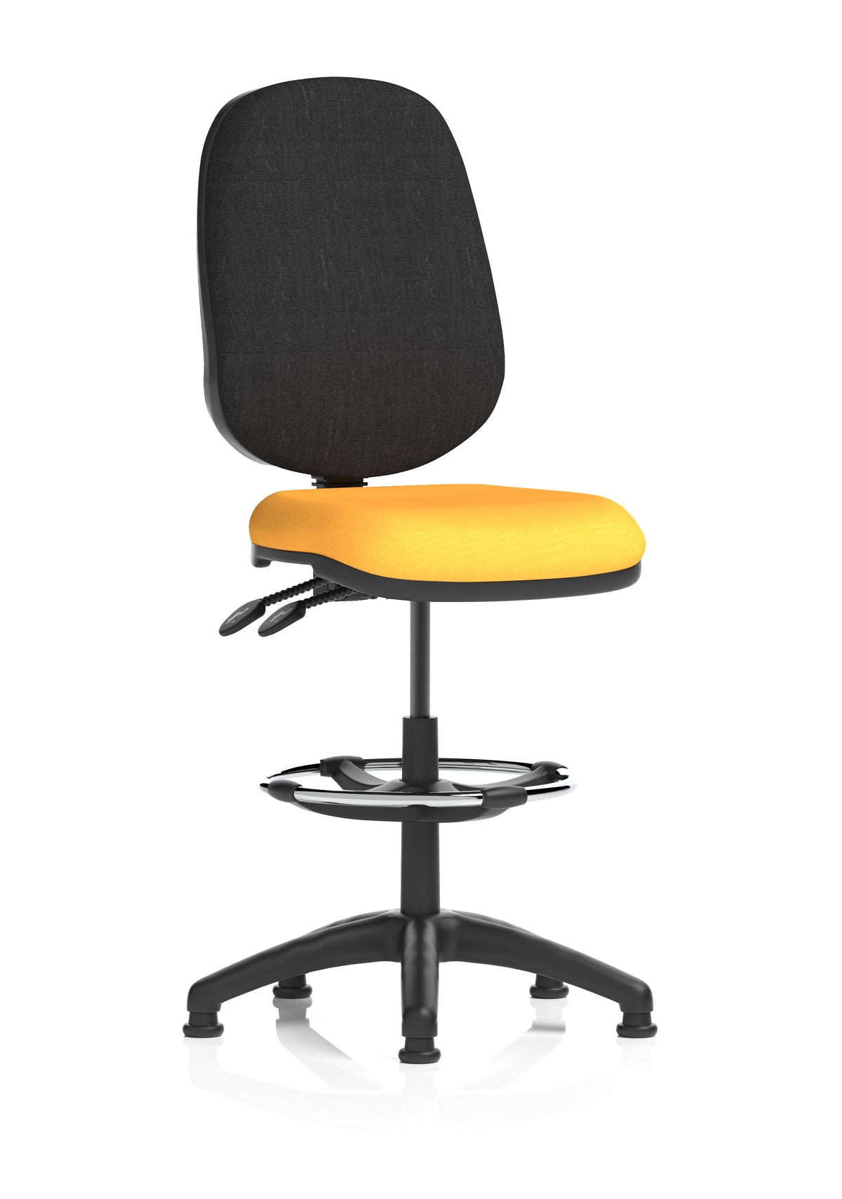 Sterling Medium Back Draughtsman Chair | Infinite Lock | Height Adjustable Back & Arms Bespoke Senna Yellow Black None - Industrious Decor