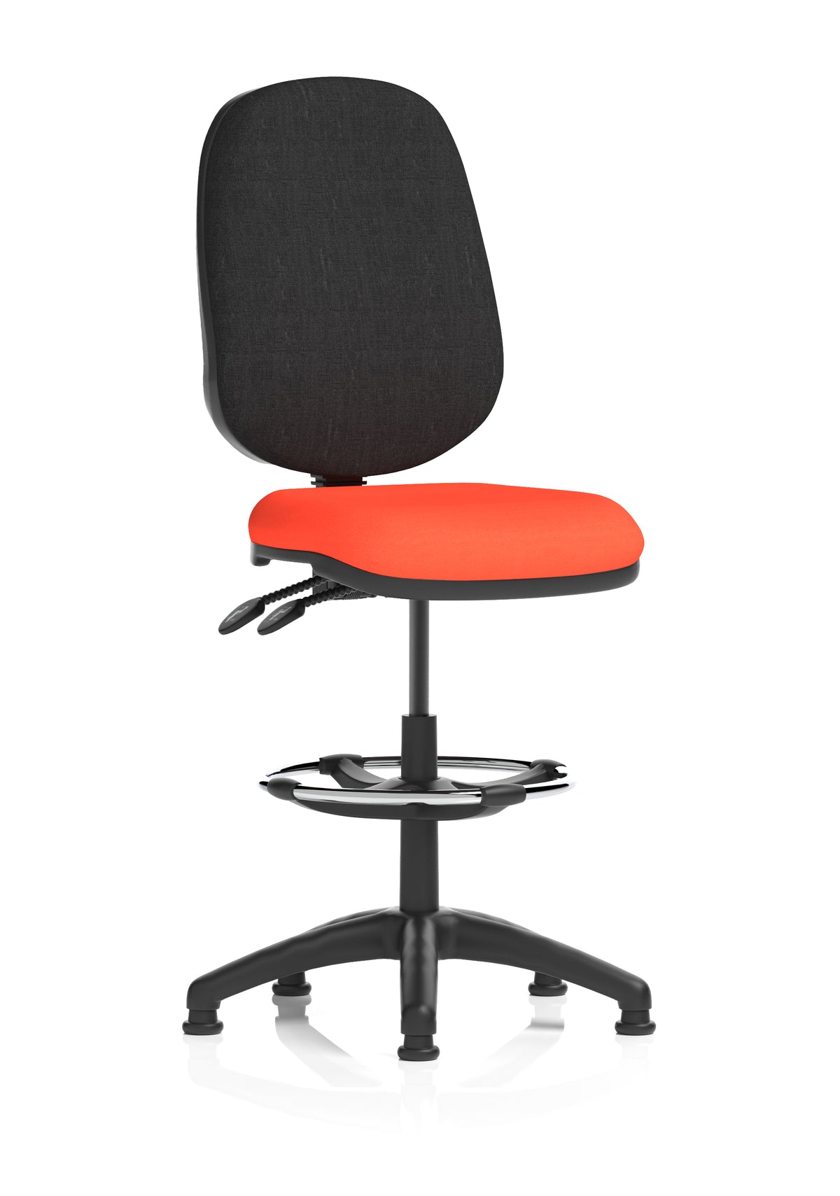 Sterling Medium Back Draughtsman Chair | Infinite Lock | Height Adjustable Back & Arms Bespoke Tabasco Orange Black None - Industrious Decor