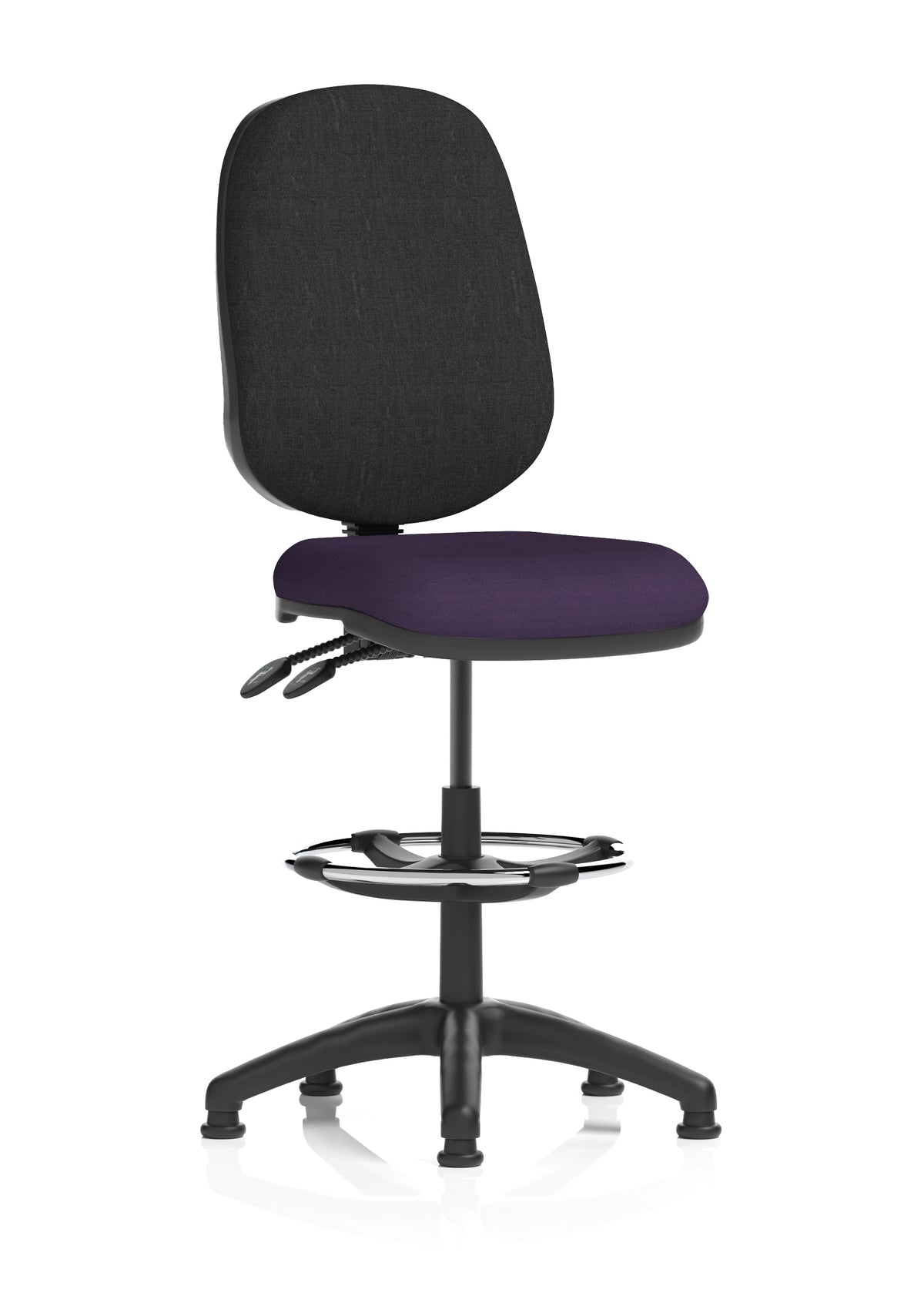 Sterling Medium Back Draughtsman Chair | Infinite Lock | Height Adjustable Back & Arms Bespoke Tansy Purple Black None - Industrious Decor