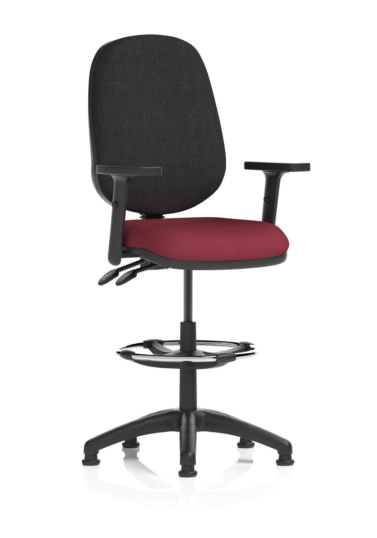 Sterling Medium Back Draughtsman Chair | Infinite Lock | Height Adjustable Back & Arms Bespoke Ginseng Chilli Black With Height Adjustable Arms - Industrious Decor