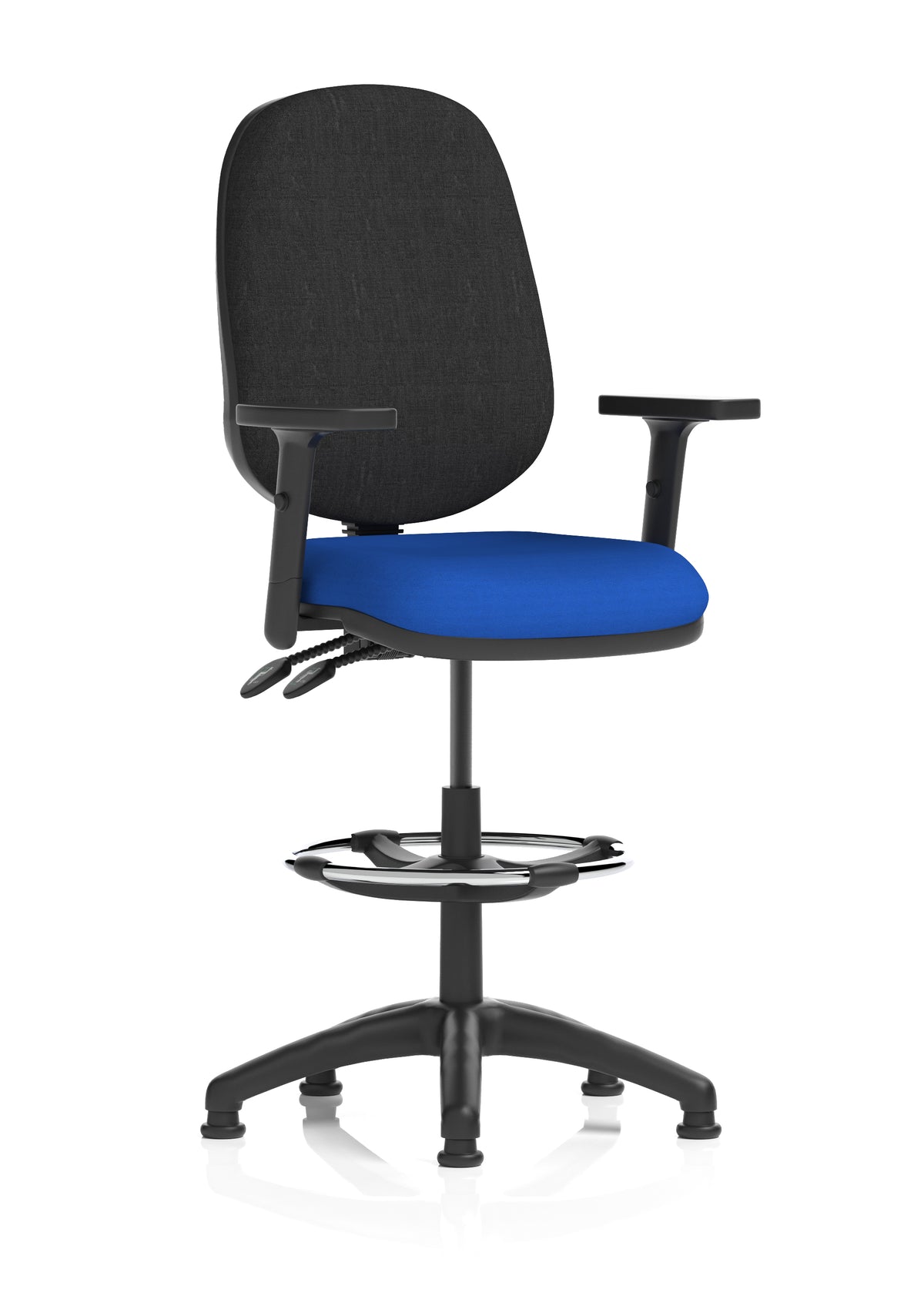 Sterling Medium Back Draughtsman Chair | Infinite Lock | Height Adjustable Back & Arms Bespoke Stevia Blue Black With Height Adjustable Arms - Industrious Decor