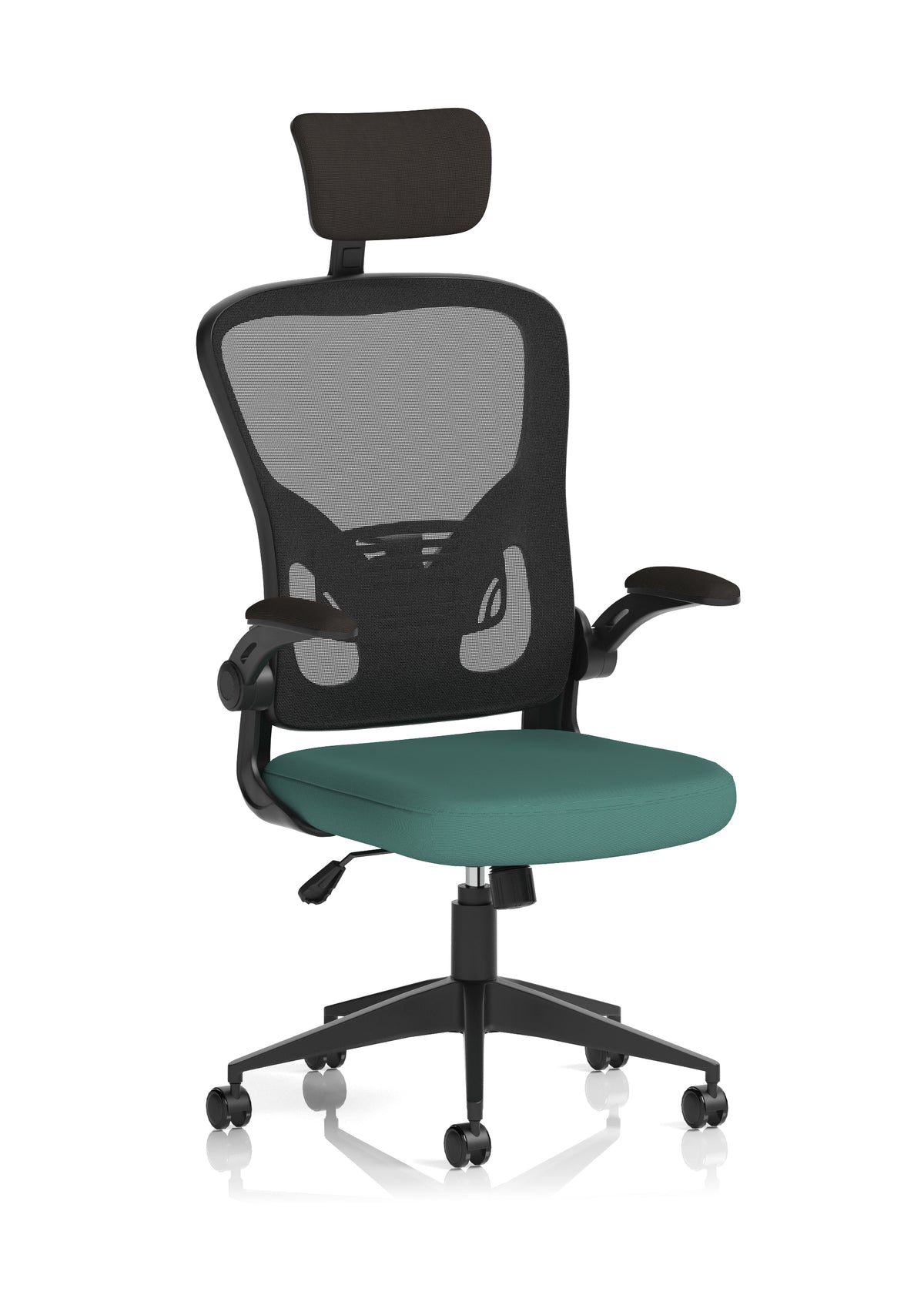 Ace Executive Mesh Chair With Folding Arms Bespoke Quest Kelp - Industrious Decor