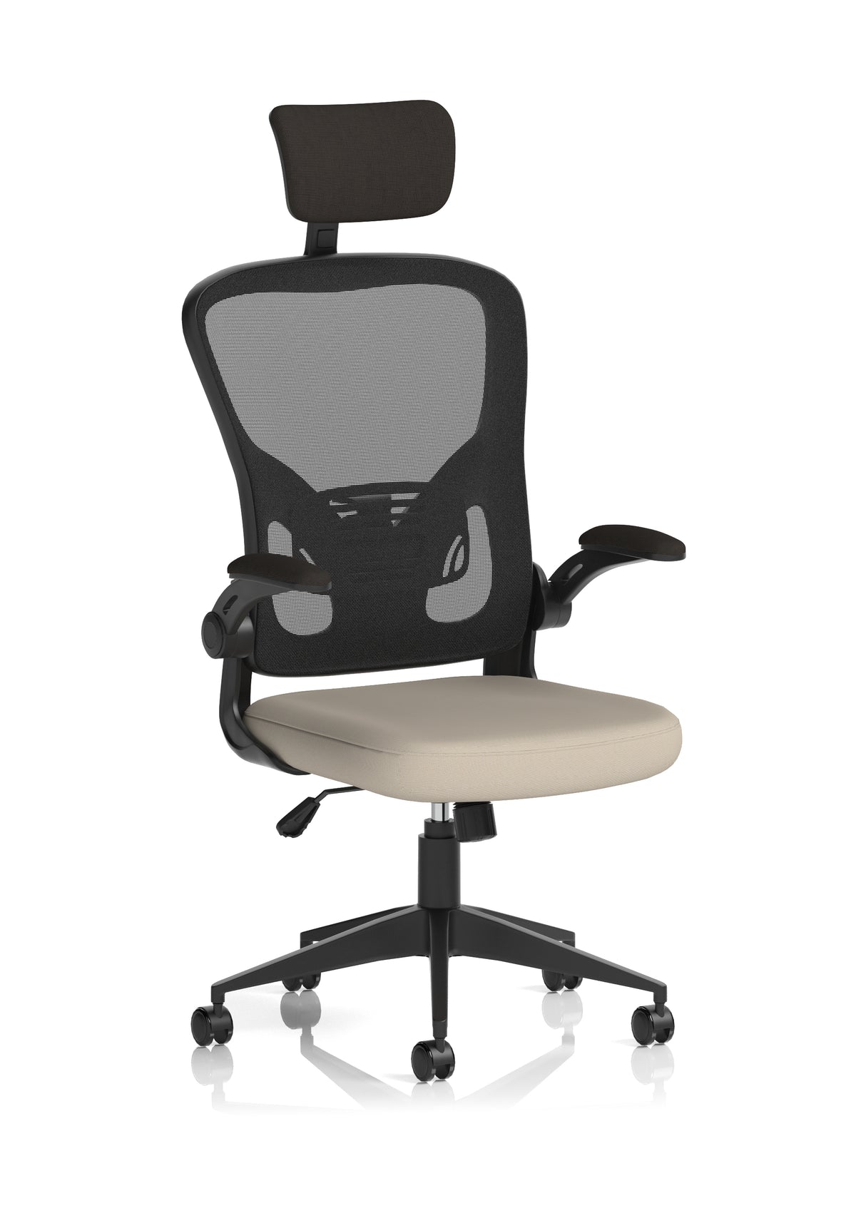 Ace Executive Mesh Chair With Folding Arms Bespoke Quest Salt - Industrious Decor