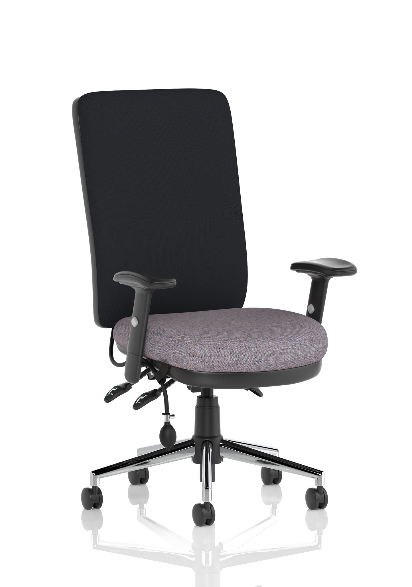Chiro High Back Task Operator Office Chair Bespoke Rivet Fuse With Height Adjustable Arms Black - Industrious Decor