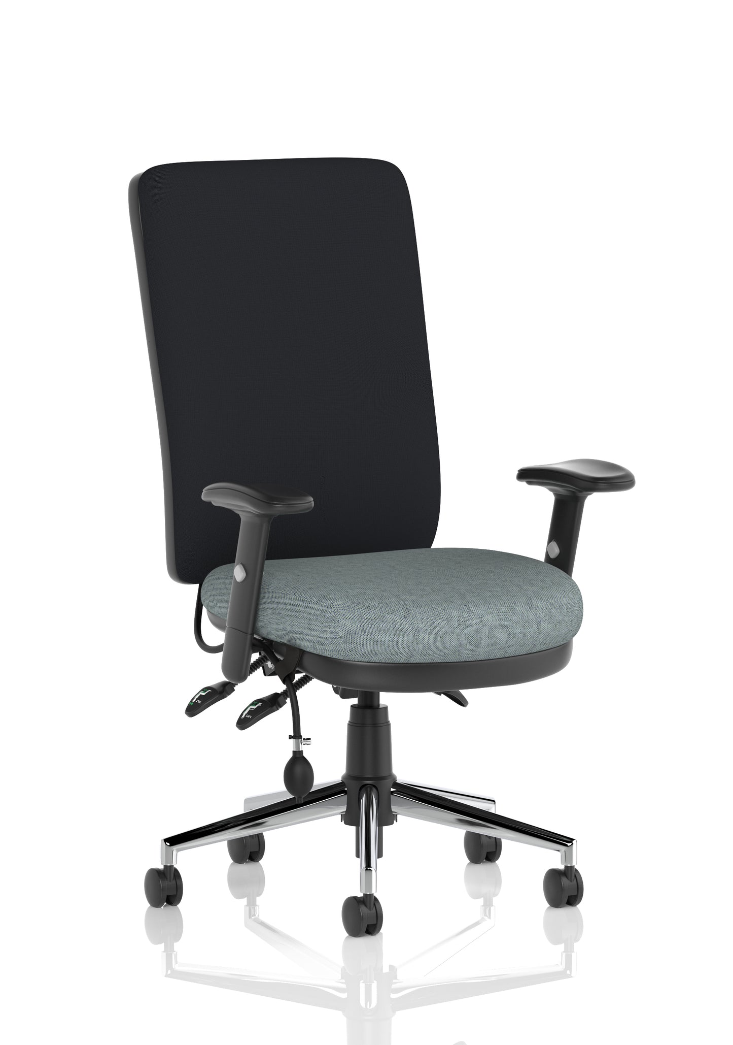 Chiro High Back Task Operator Office Chair Bespoke Rivet Tensile With Height Adjustable Arms Black - Industrious Decor