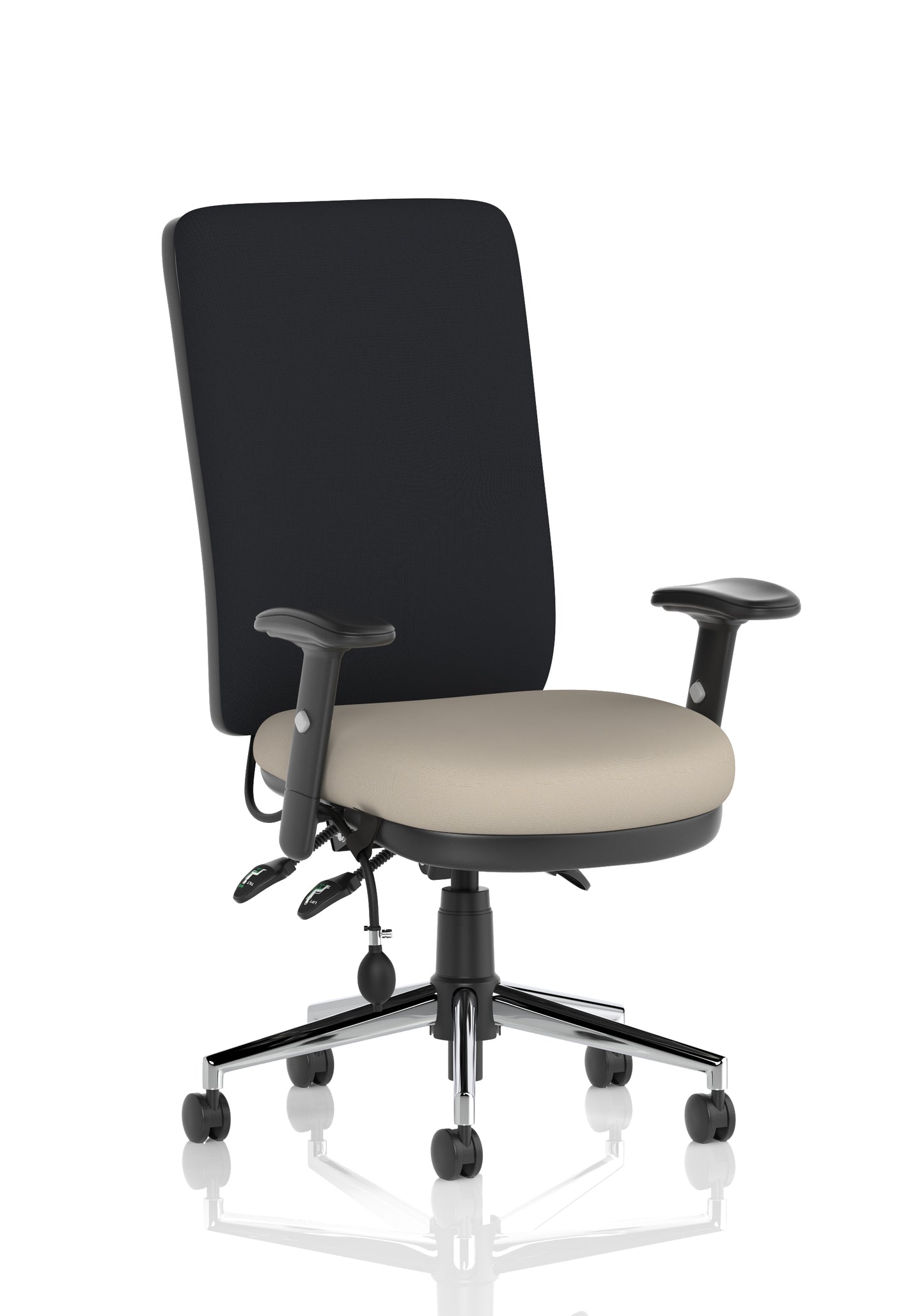 Chiro High Back Task Operator Office Chair Bespoke Quest Salt With Height Adjustable Arms Black - Industrious Decor