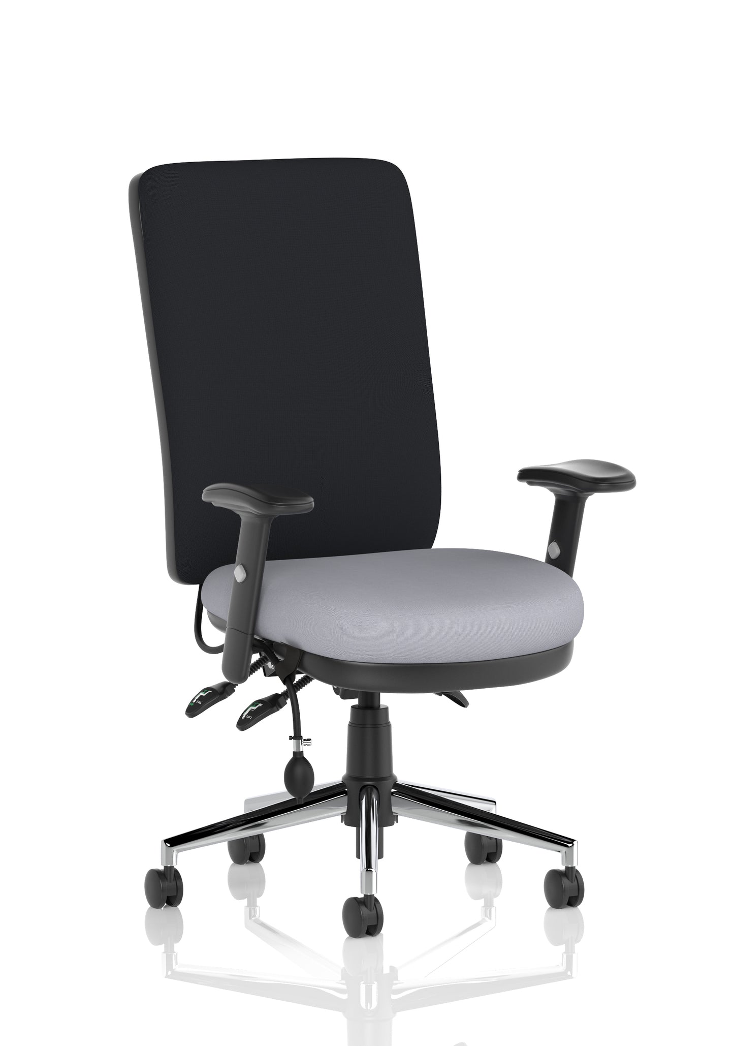 Chiro High Back Task Operator Office Chair Bespoke Quest Shell With Height Adjustable Arms Black - Industrious Decor