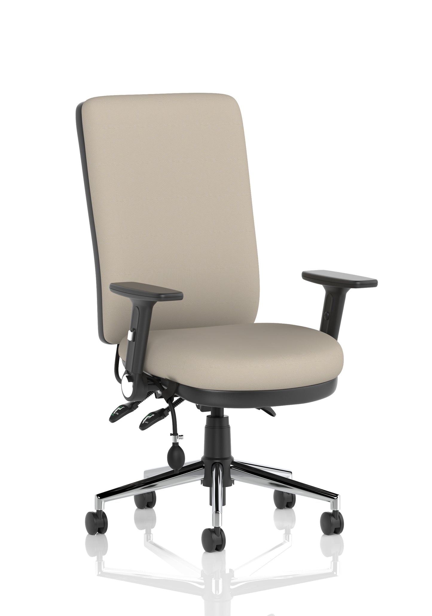 Chiro High Back Task Operator Office Chair Bespoke Quest Salt With Height Adjustable & Folding Arms Matching Bespoke Colour - Industrious Decor